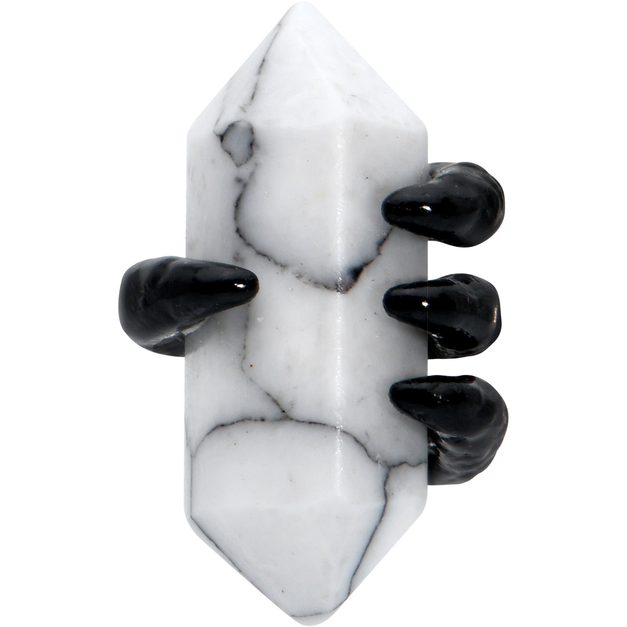 16 Gauge 5/16 White Howlite Black Claw Obelisk Labret Monroe Tragus