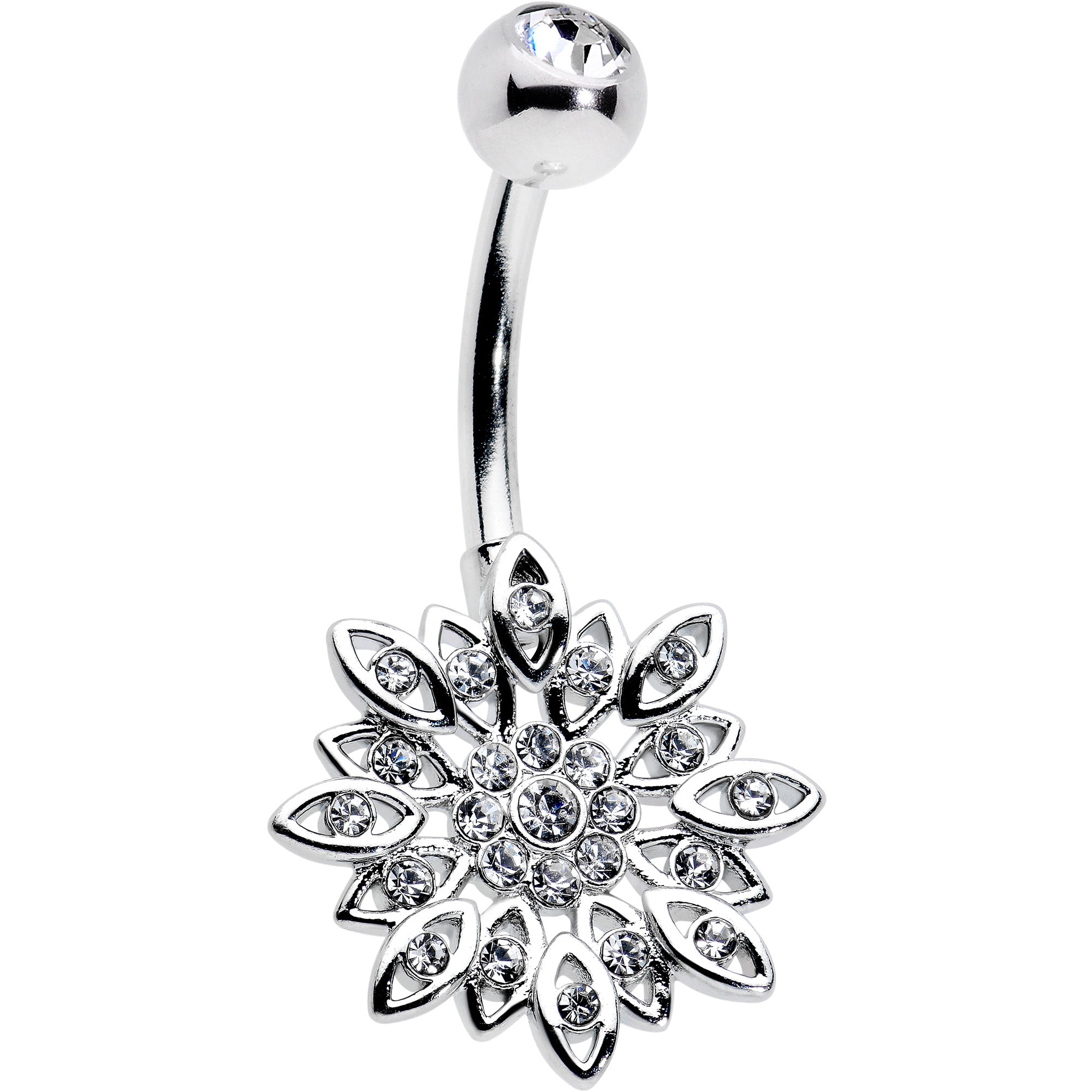 Clear Gem Rococo Starry Flower Baroque Belly Ring