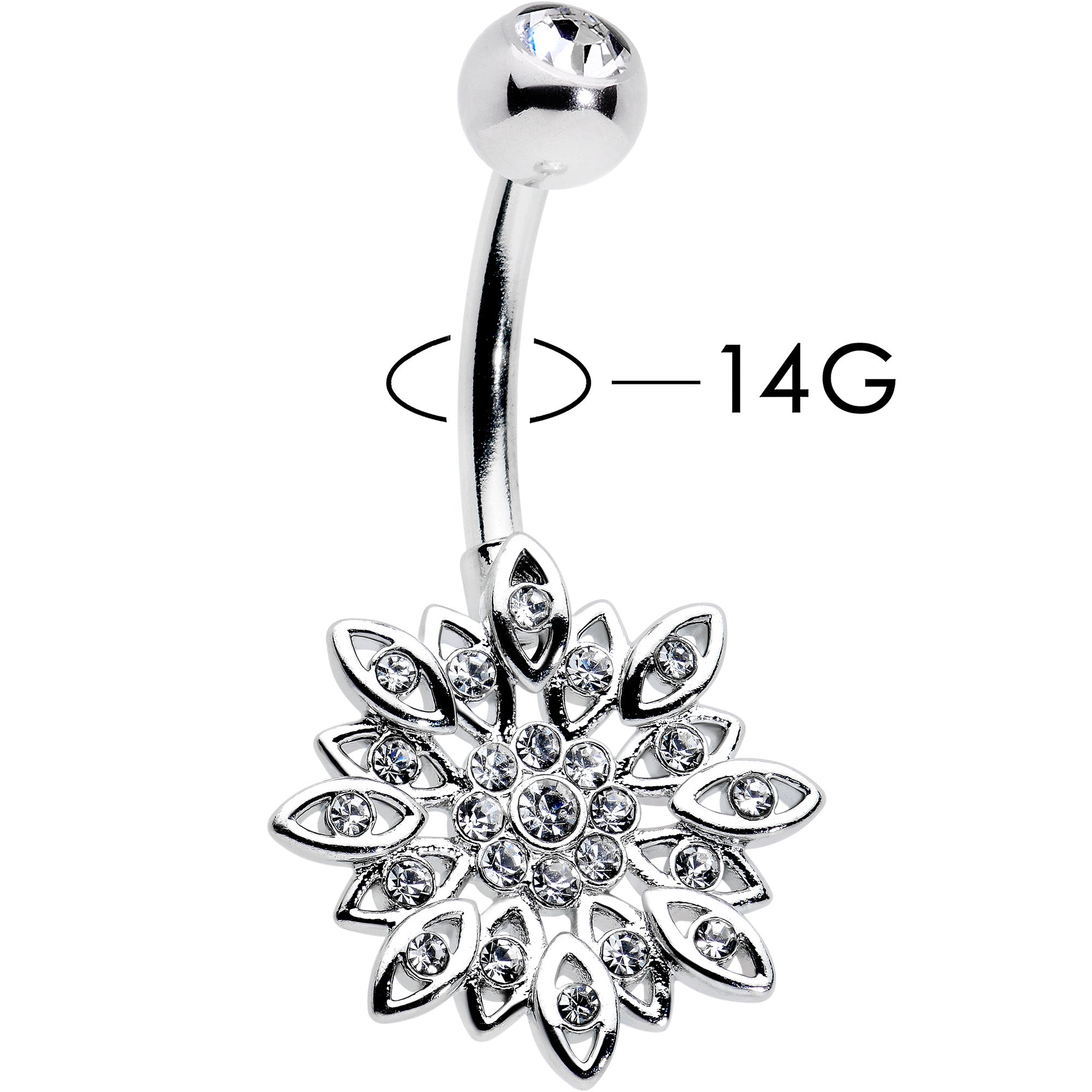 Clear Gem Rococo Starry Flower Baroque Belly Ring