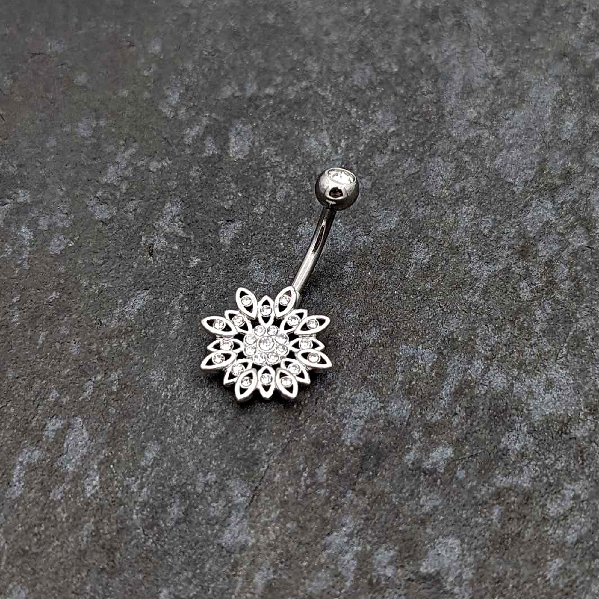 Clear Gem Rococo Starry Flower Baroque Belly Ring