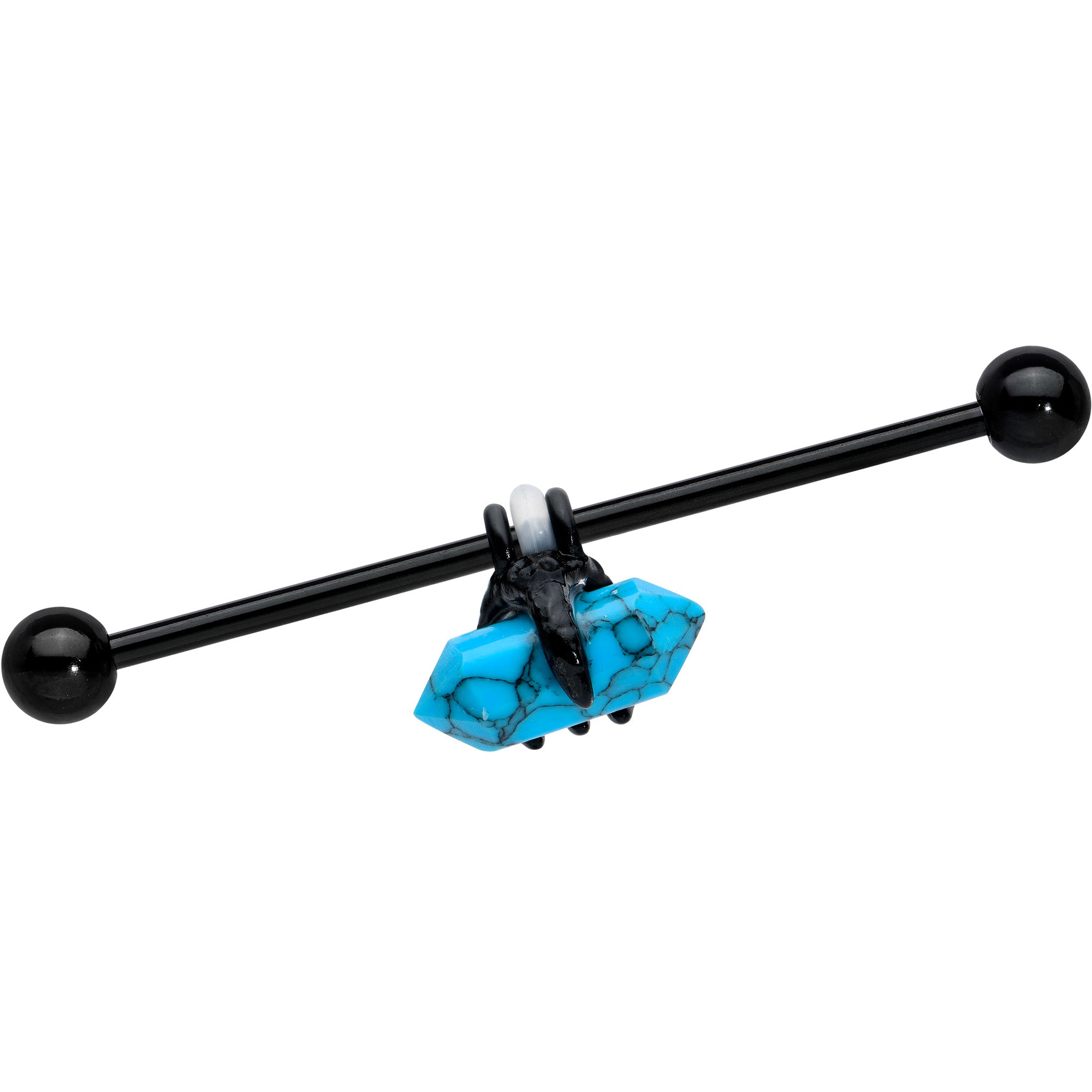 14 Gauge Blue Turquoise Black Claw Industrial Barbell 38mm