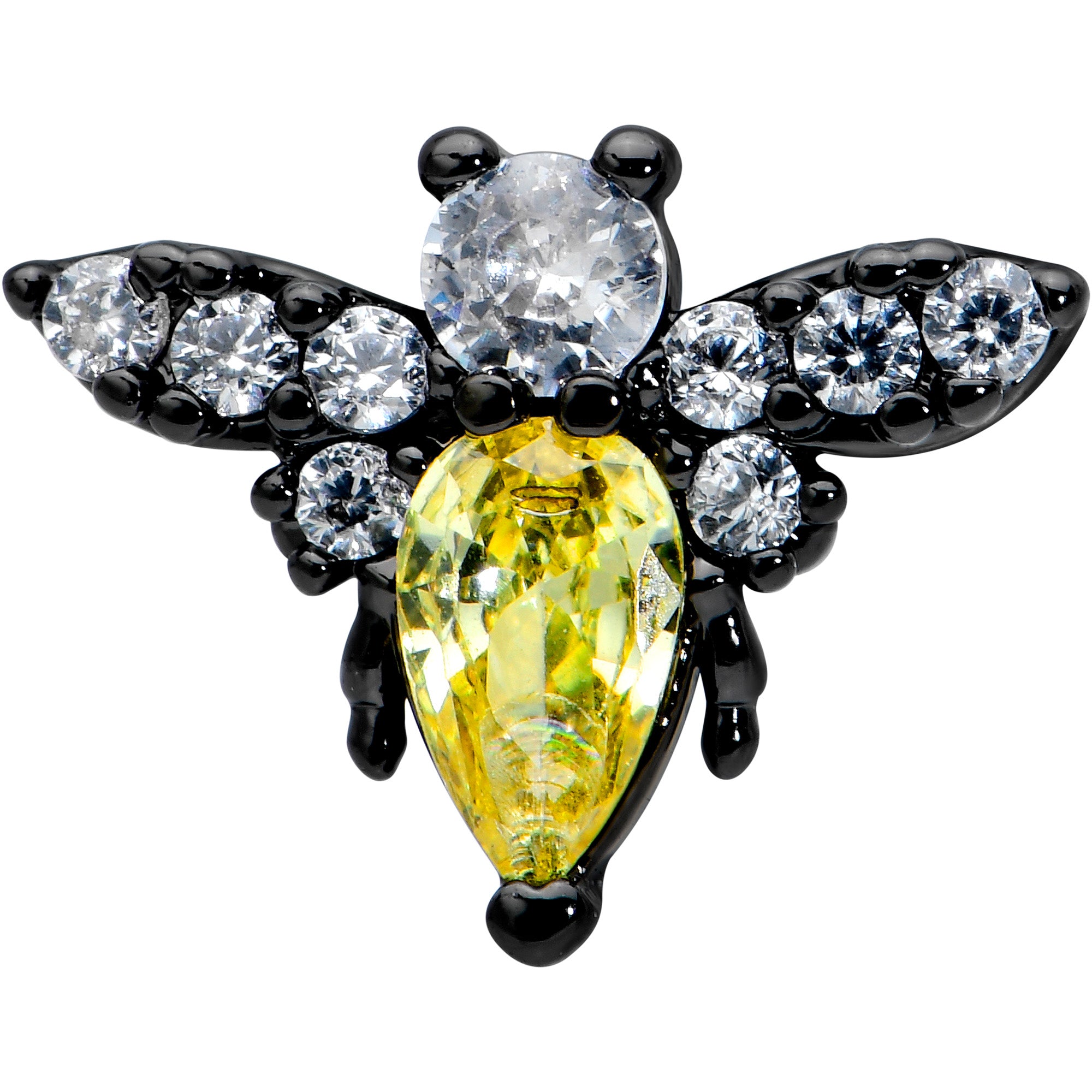 16 Gauge 1/4 Clear Yellow Gem Black Butterfly Cartilage Tragus Earring