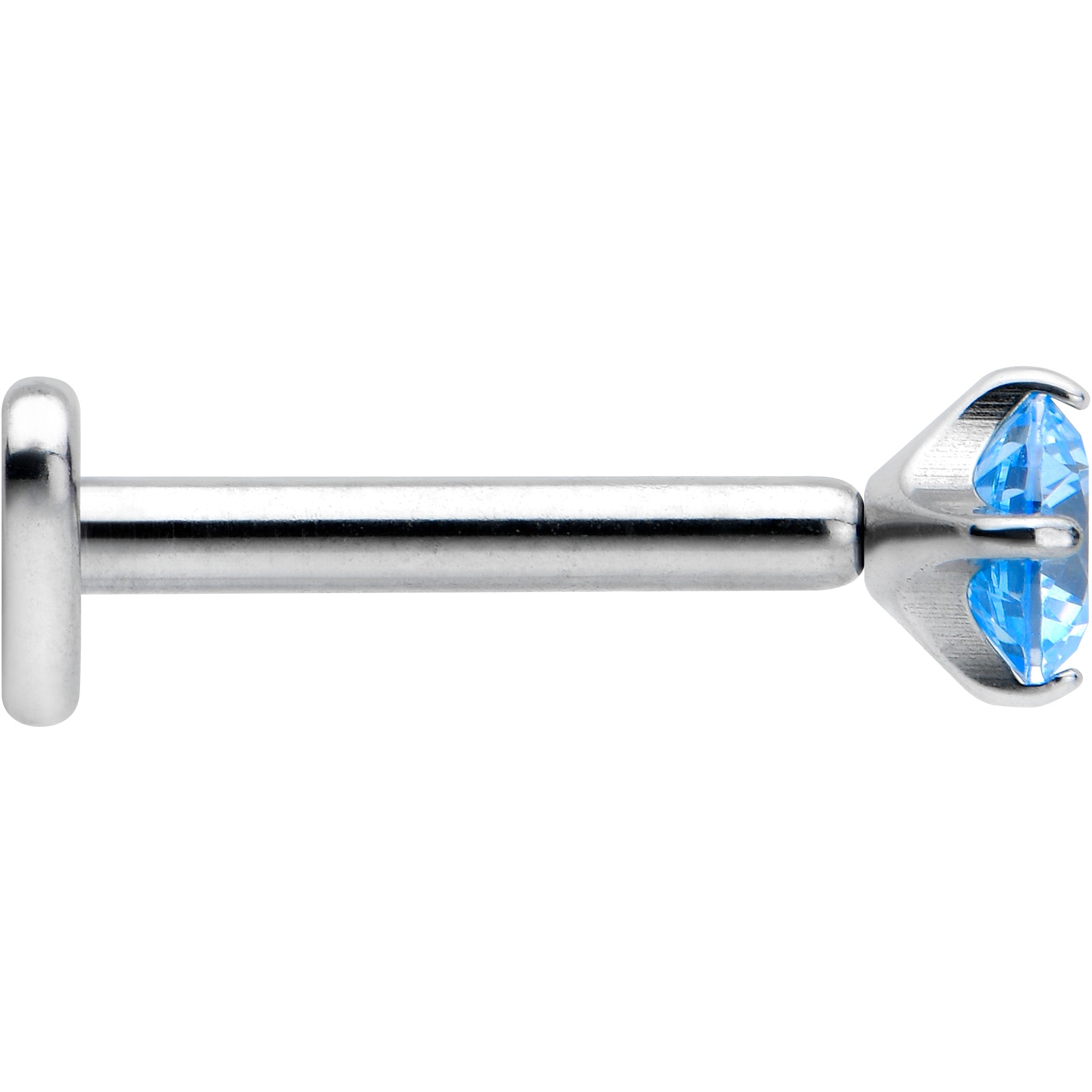 16 Gauge 5/16 Blue CZ ASTM F-136 Implant Grade Titanium Threadless Heart End Labret