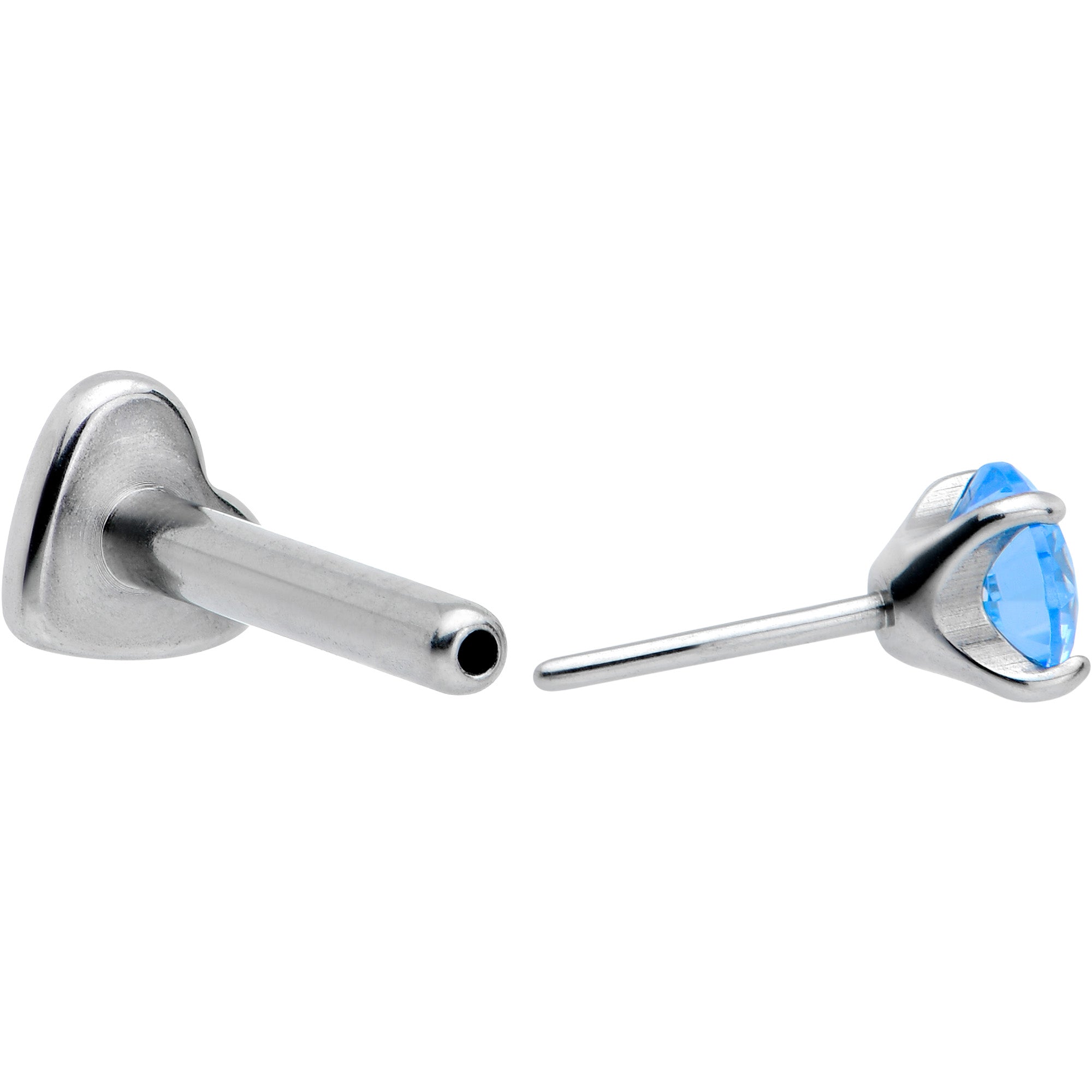 16 Gauge 5/16 Blue CZ ASTM F-136 Implant Grade Titanium Threadless Heart End Labret