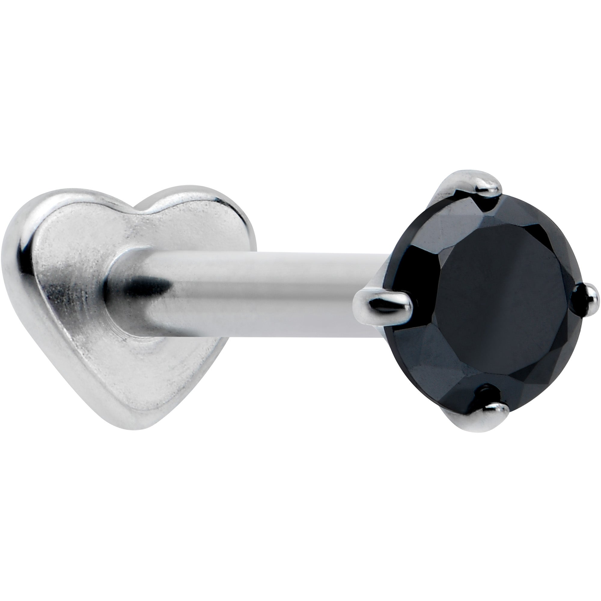 16 Gauge 5/16 Black CZ ASTM F-136 Implant Grade Titanium Threadless Heart End Labret