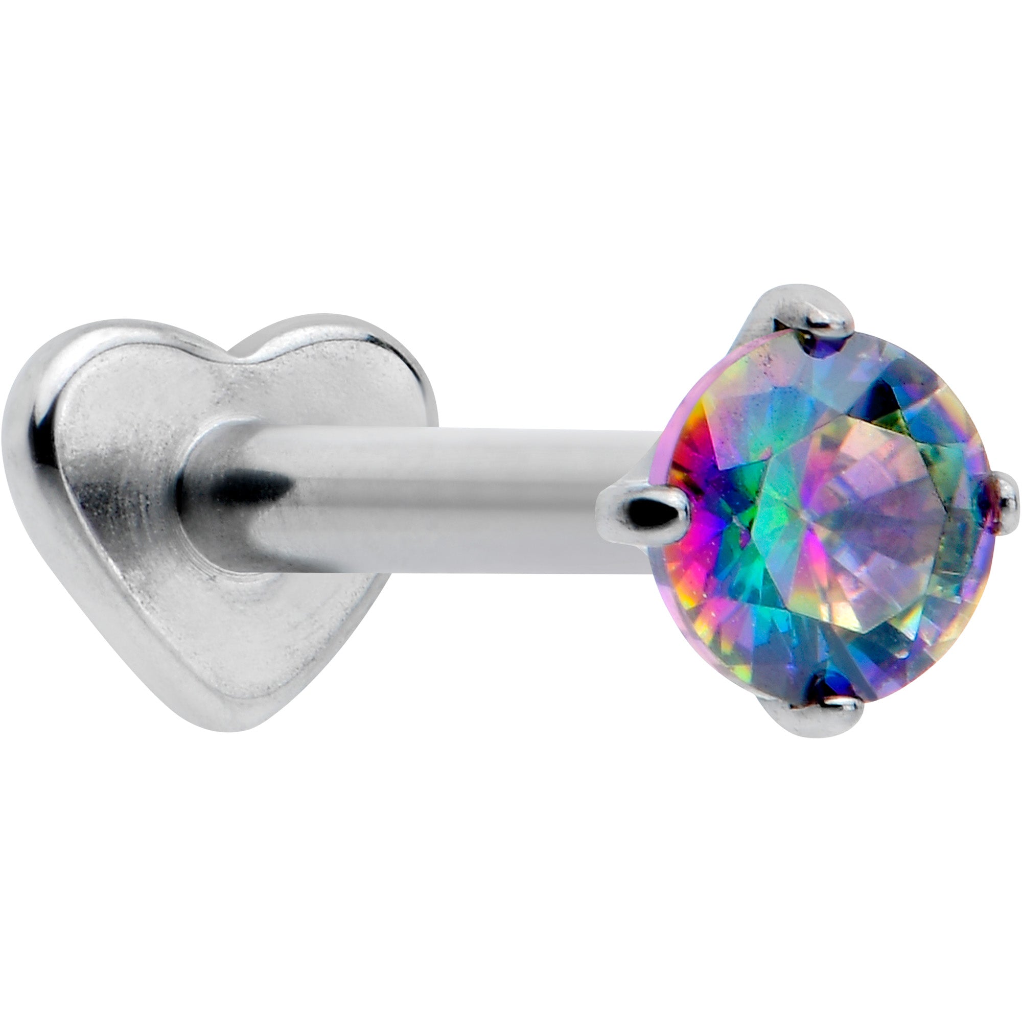 16 Gauge 5/16 Vitrail CZ ASTM F-136 Implant Grade Titanium Threadless Heart End Labret