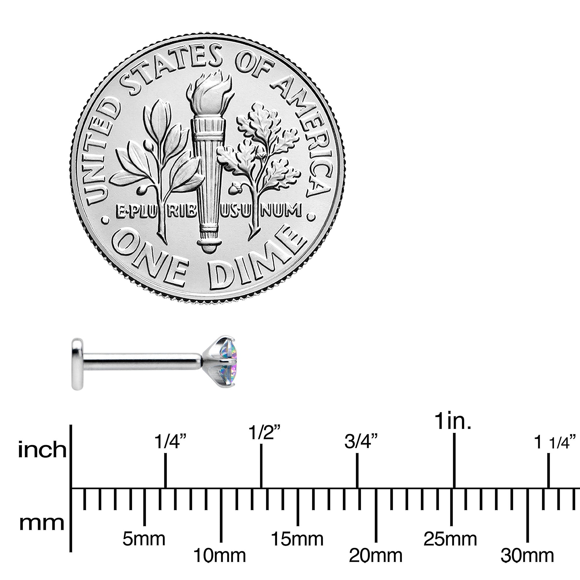 16 Gauge 5/16 Vitrail CZ ASTM F-136 Implant Grade Titanium Threadless Heart End Labret