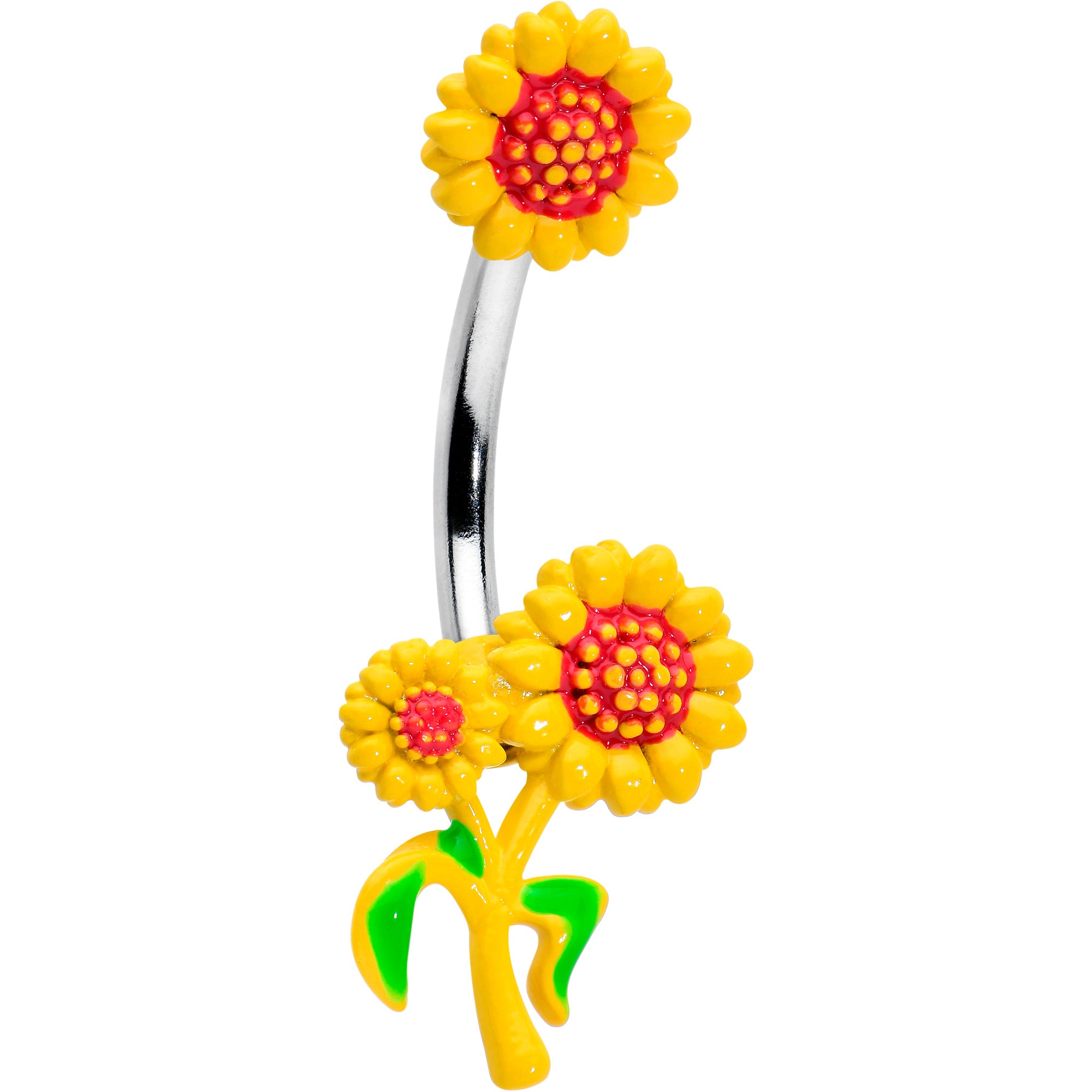 Happy Sunflower Trio Double Mount Belly Ring