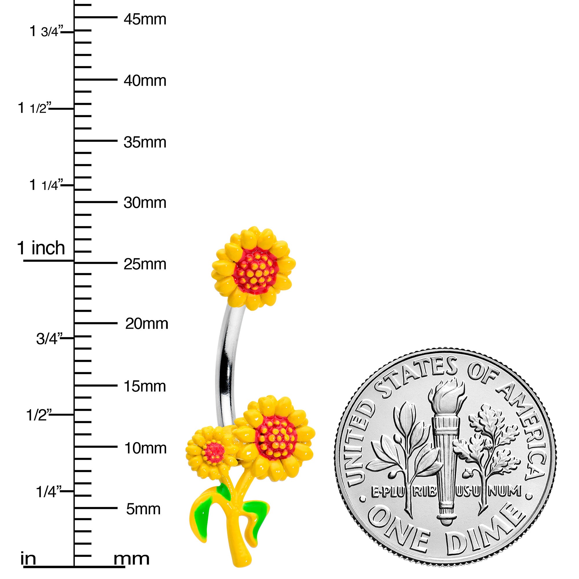 Happy Sunflower Trio Double Mount Belly Ring