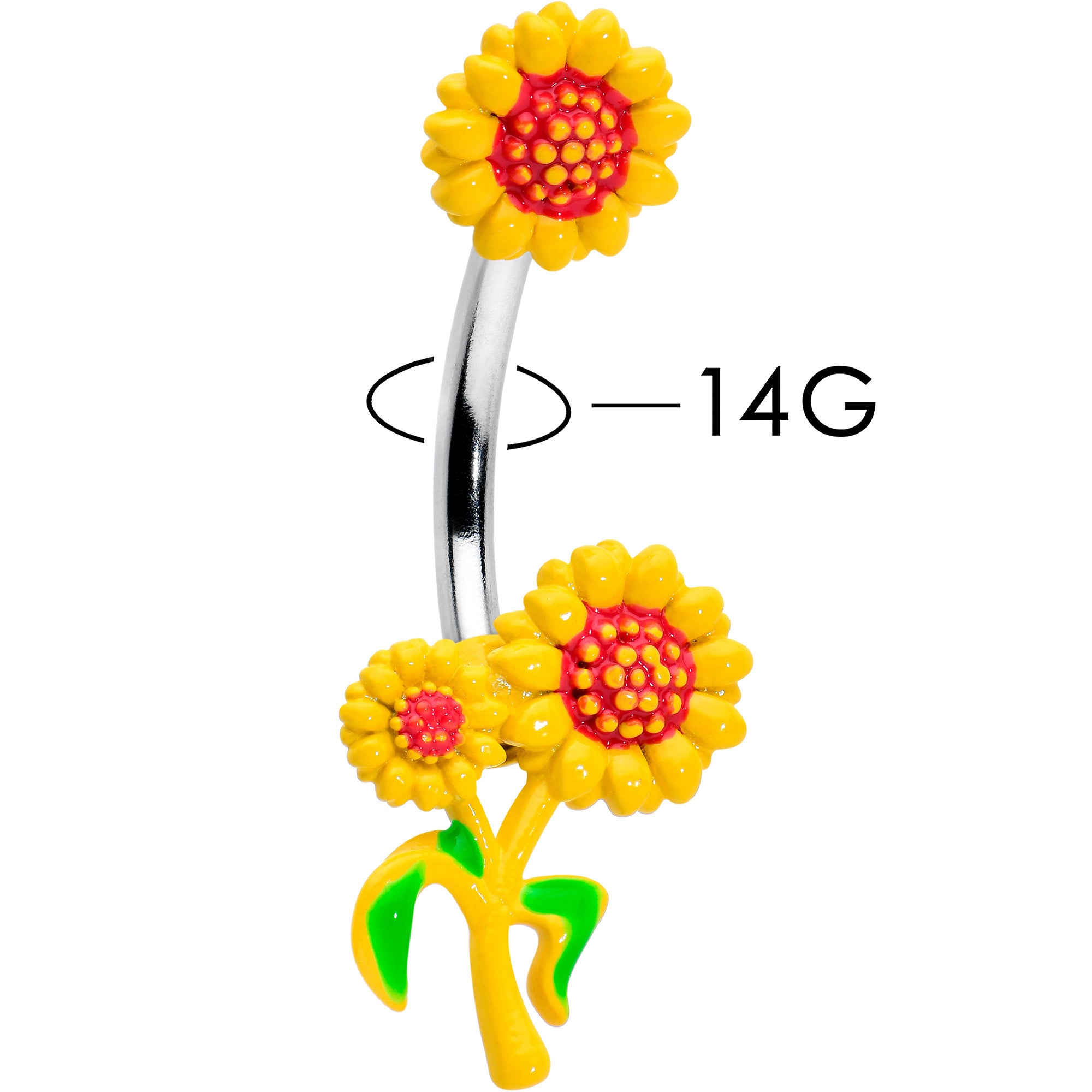 Happy Sunflower Trio Double Mount Belly Ring