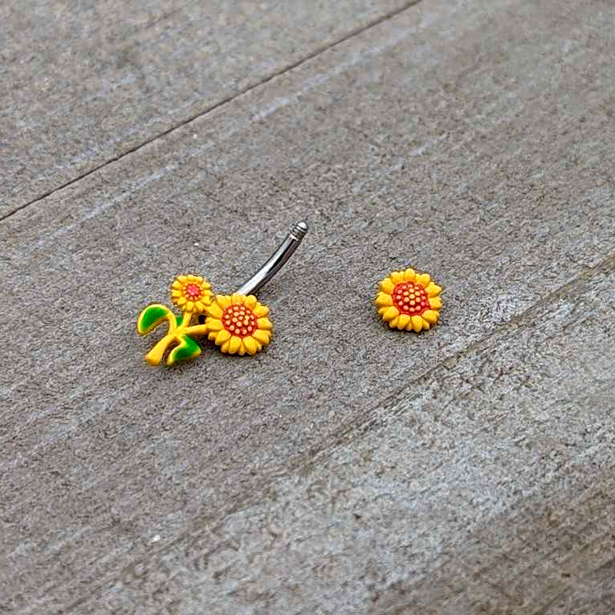 Happy Sunflower Trio Double Mount Belly Ring