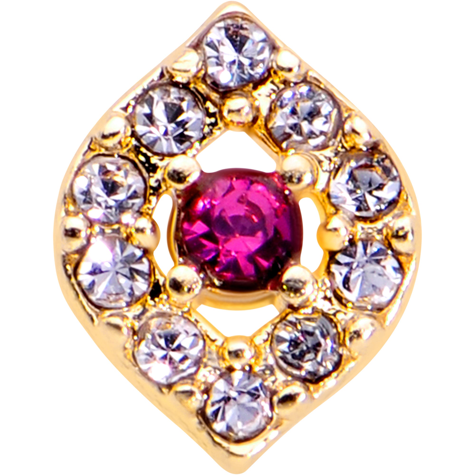 20 Gauge 1/4 Clear Pink Gem Gold Tone Open Eye Nose Bone