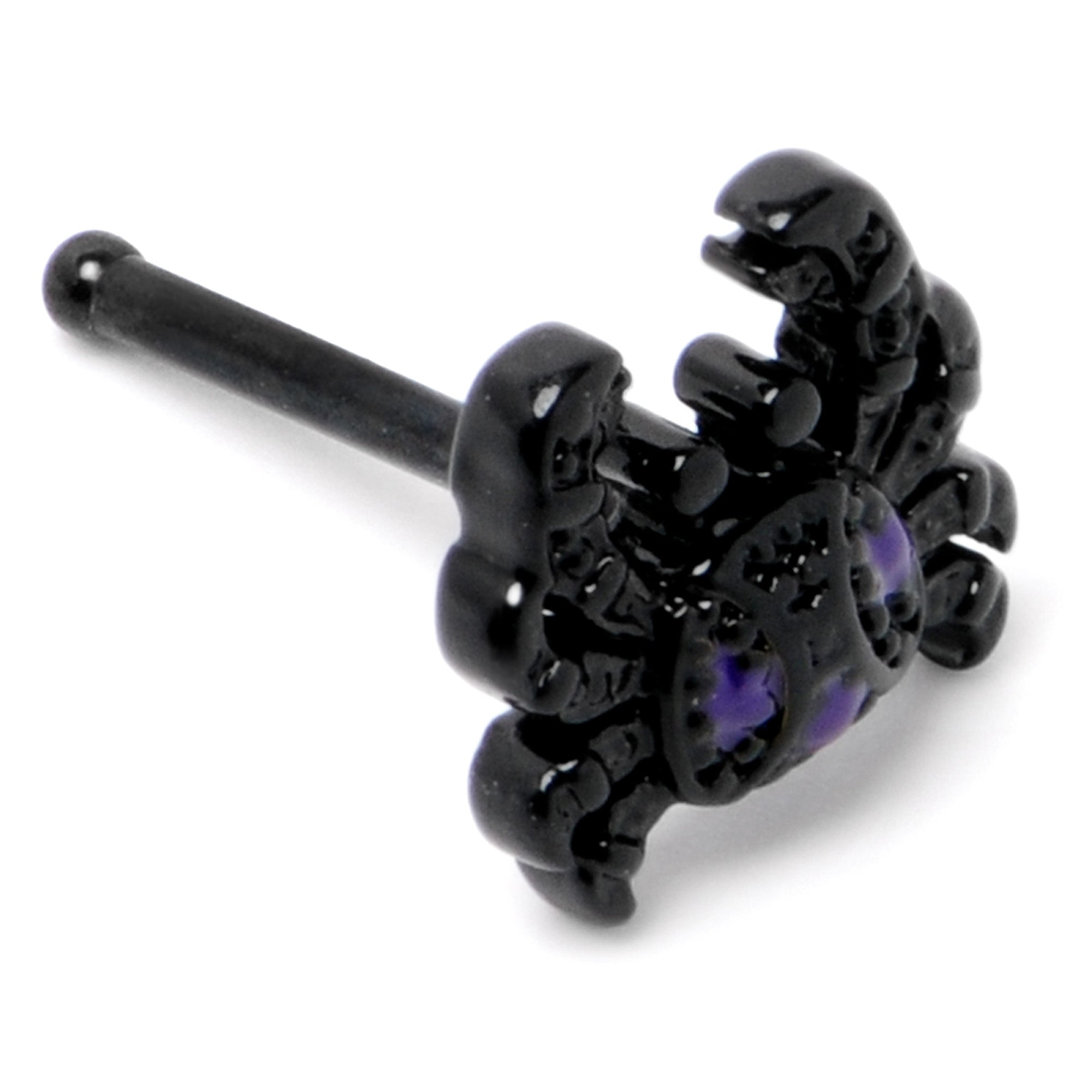 20 Gauge 1/4 Purple Gem Black Chic Crab Nose Bone