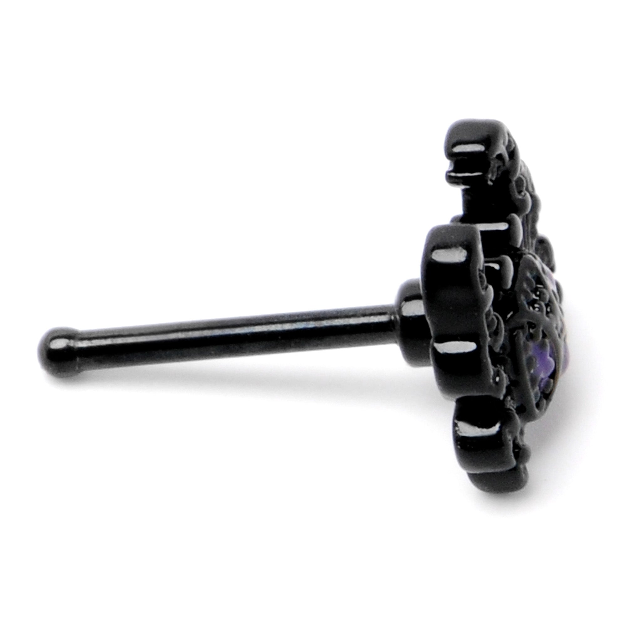 20 Gauge 1/4 Purple Gem Black Chic Crab Nose Bone