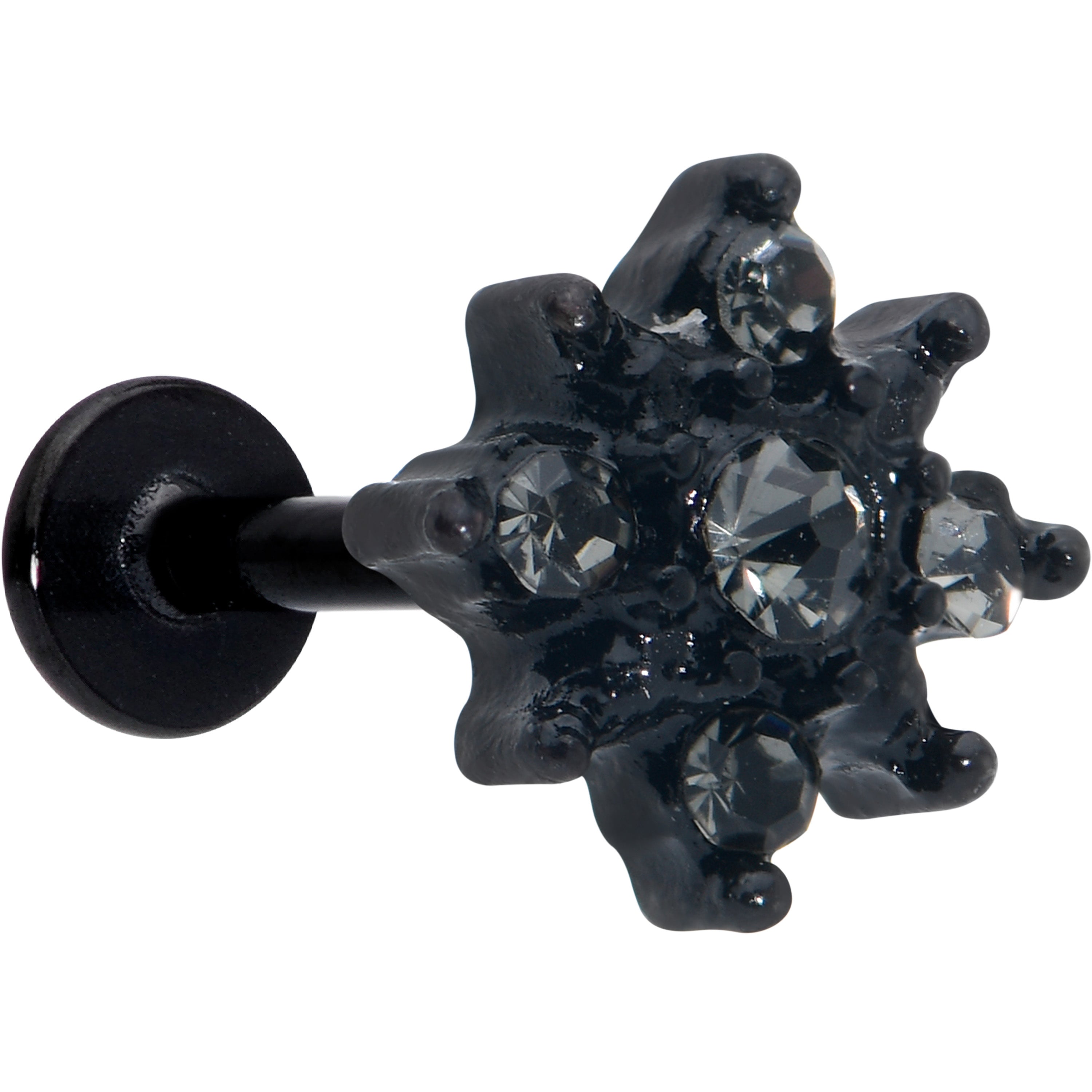 16 Gauge 5/16 Clear Gem Black Evening Flower Labret Monroe Tragus