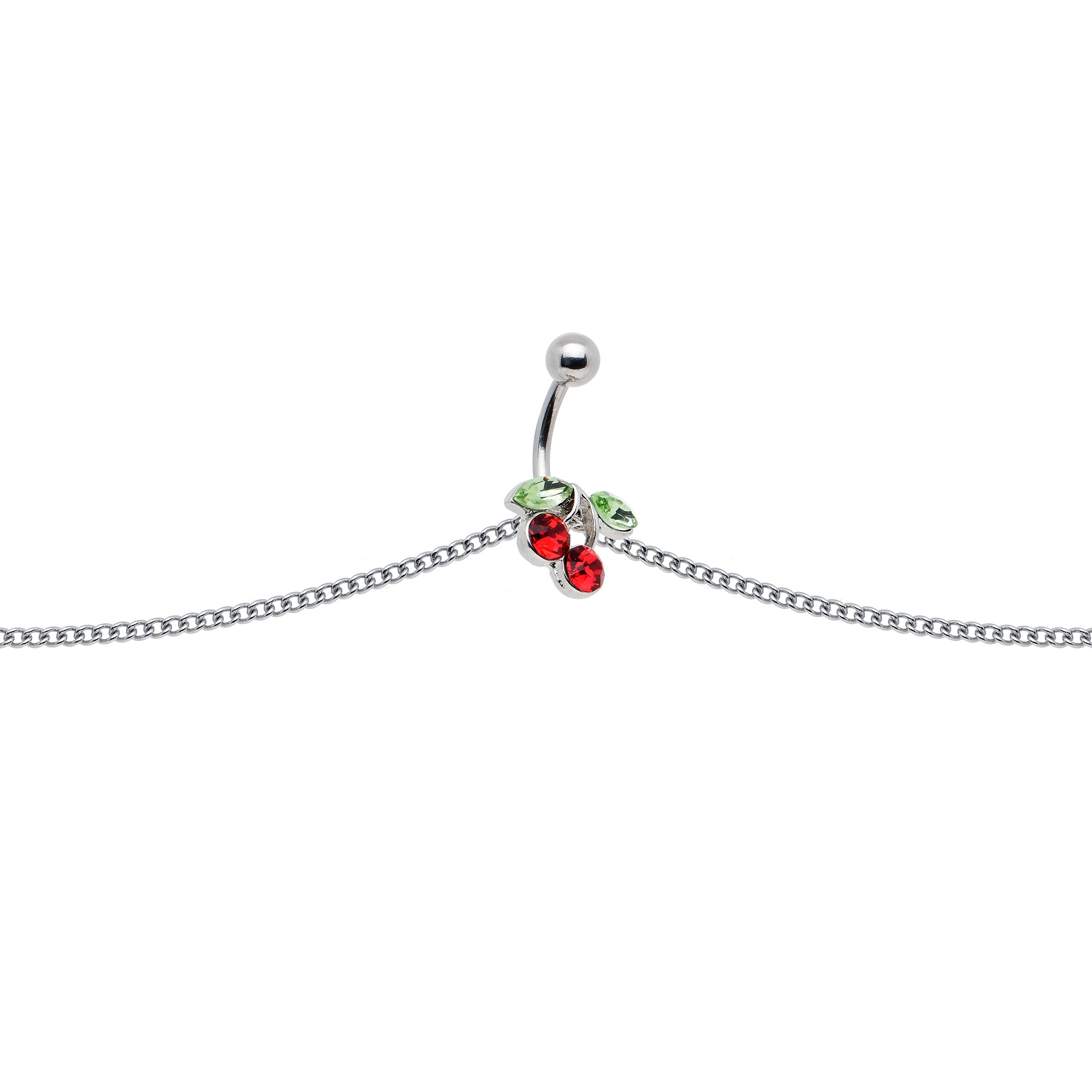 Red Green Gem Cheery Cherries Fruit Belly Ring Belly Chain