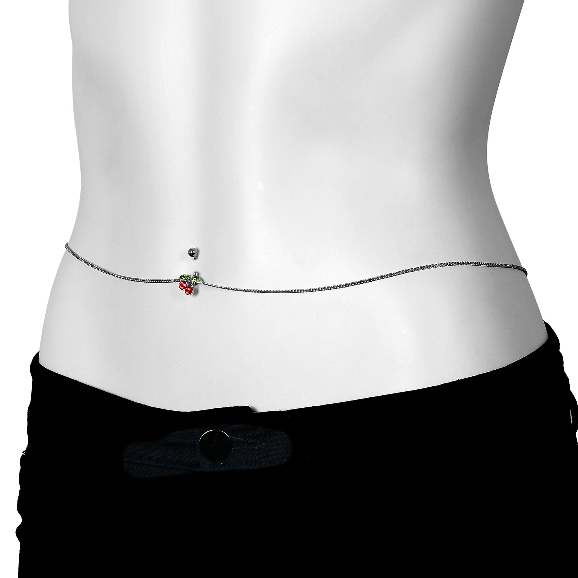 Red Green Gem Cheery Cherries Fruit Belly Ring Belly Chain