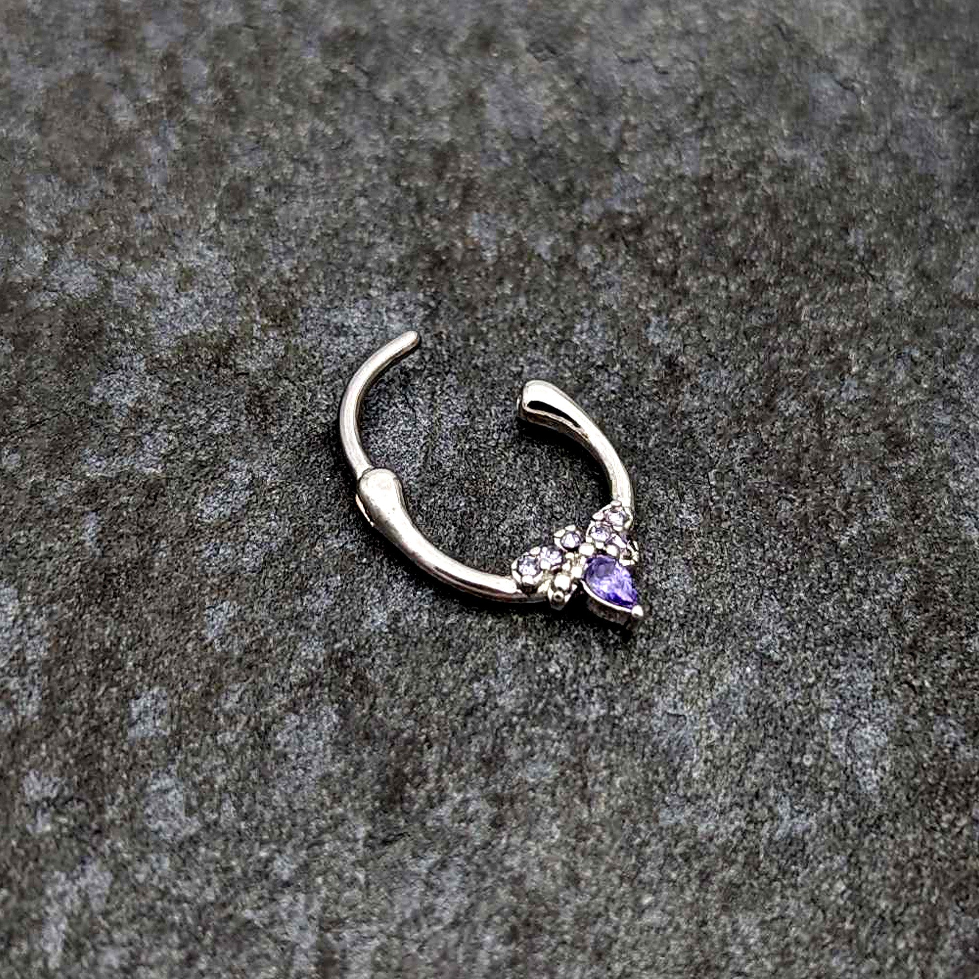 16 Gauge 5/16 Purple Gem Bee Glamour Cartilage Clicker