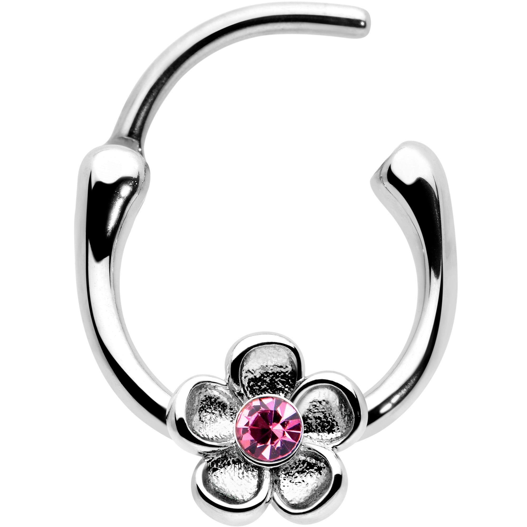 16 Gauge 5/16 Pink Gem Sweetheart Flower Cartilage Clicker