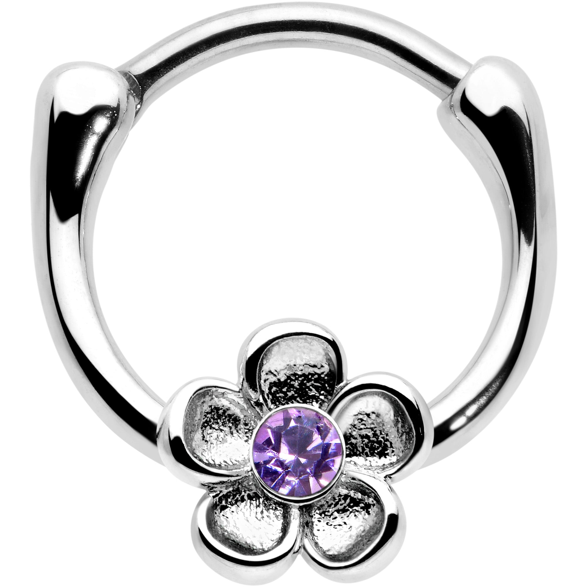 16 Gauge 5/16 Purple Gem Sweetheart Flower Cartilage Clicker