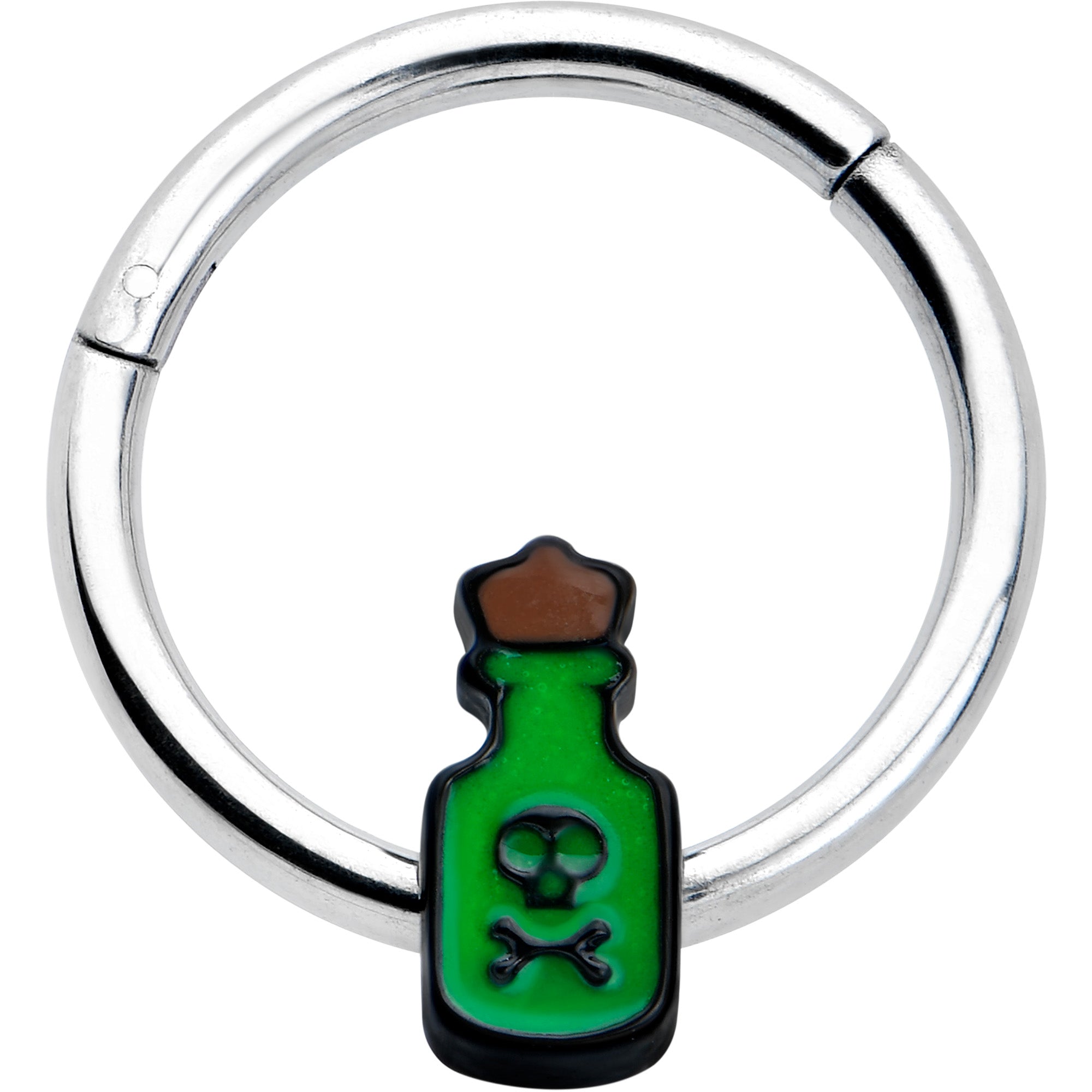 16 Gauge 3/8 Poison Green Bottle Glow in the Dark Hinged Segment Ring