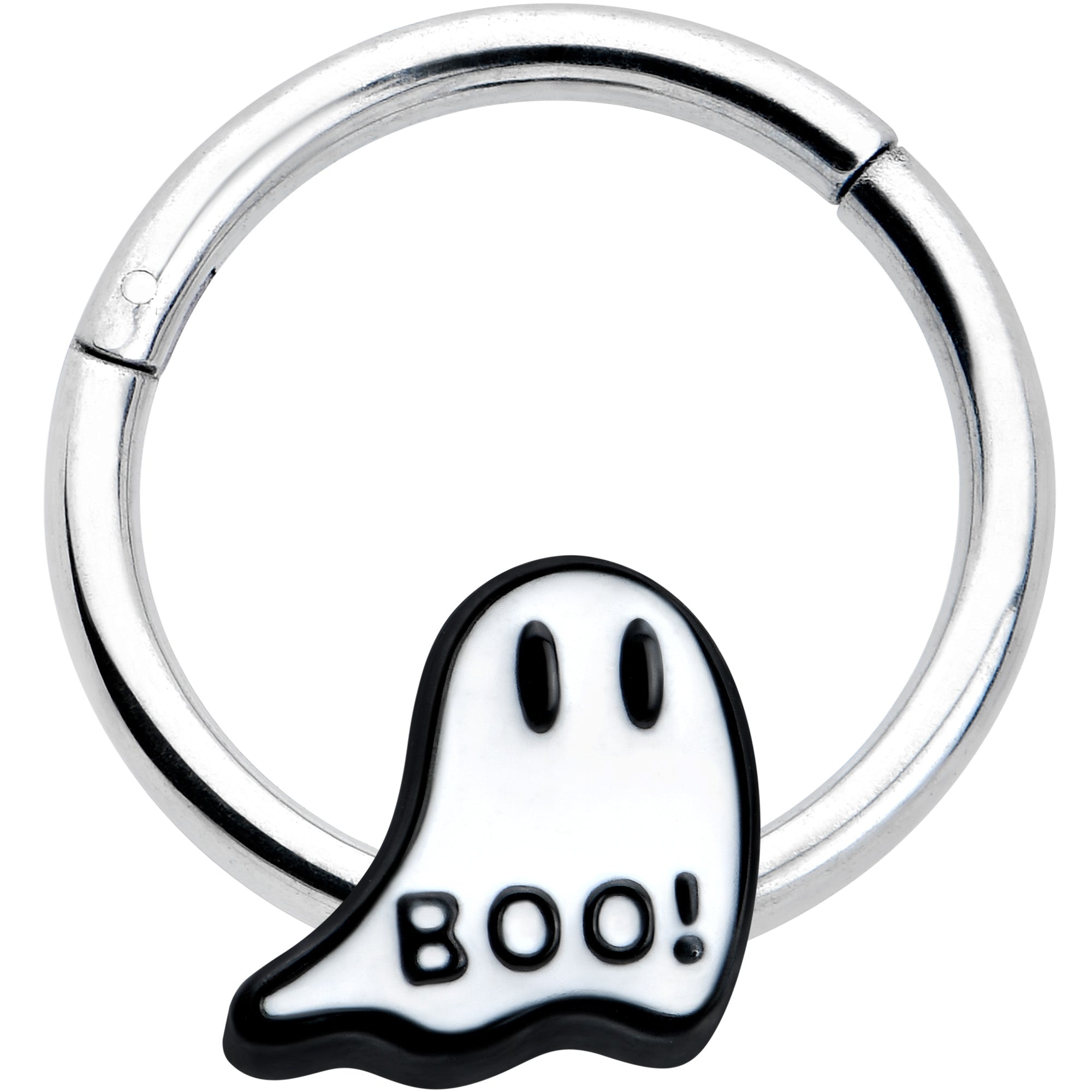 16 Gauge 3/8 White Ghost Glow in the Dark Halloween Hinged Segment Ring