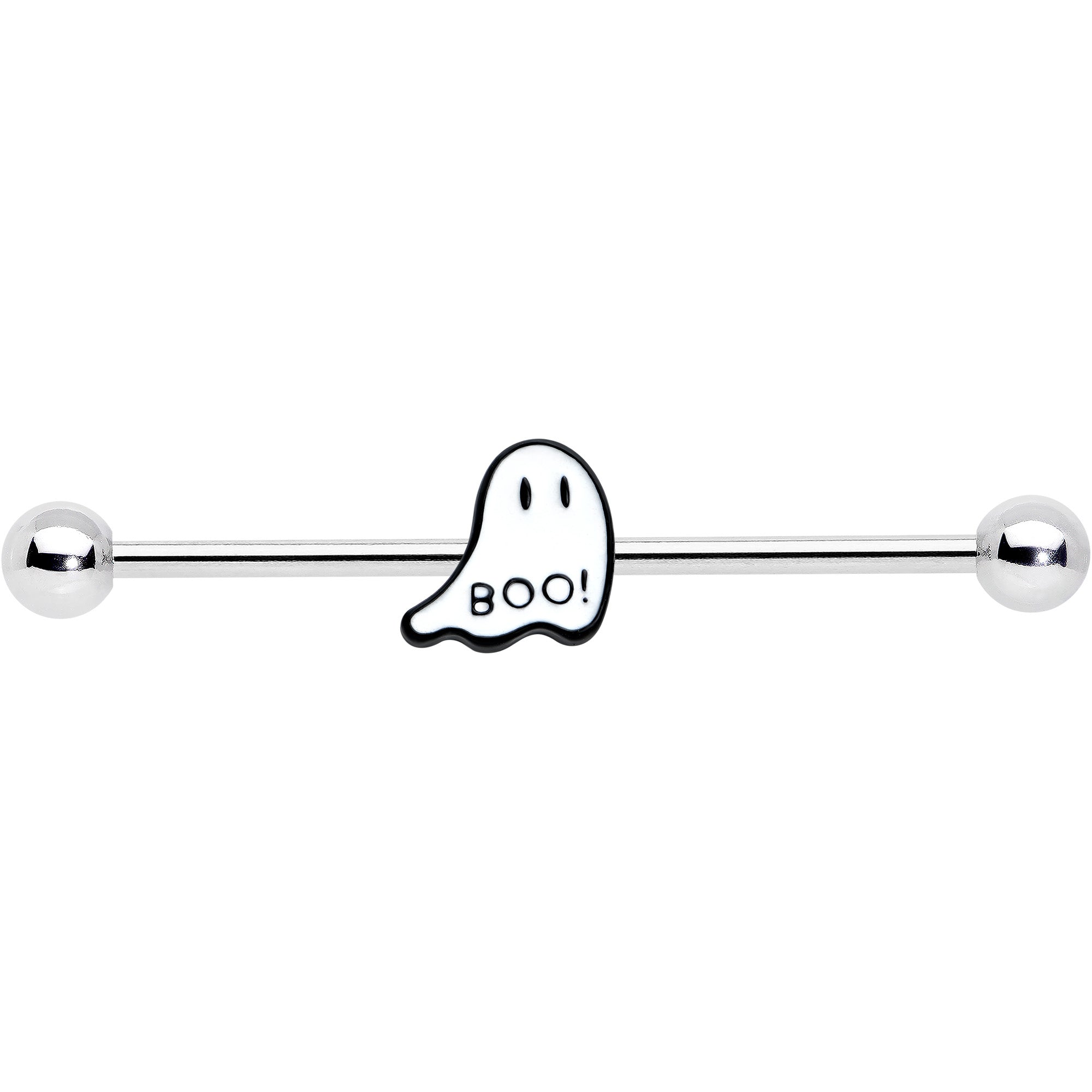 14 Gauge Halloween White Ghost Glow in the Dark Industrial Barbell 38mm