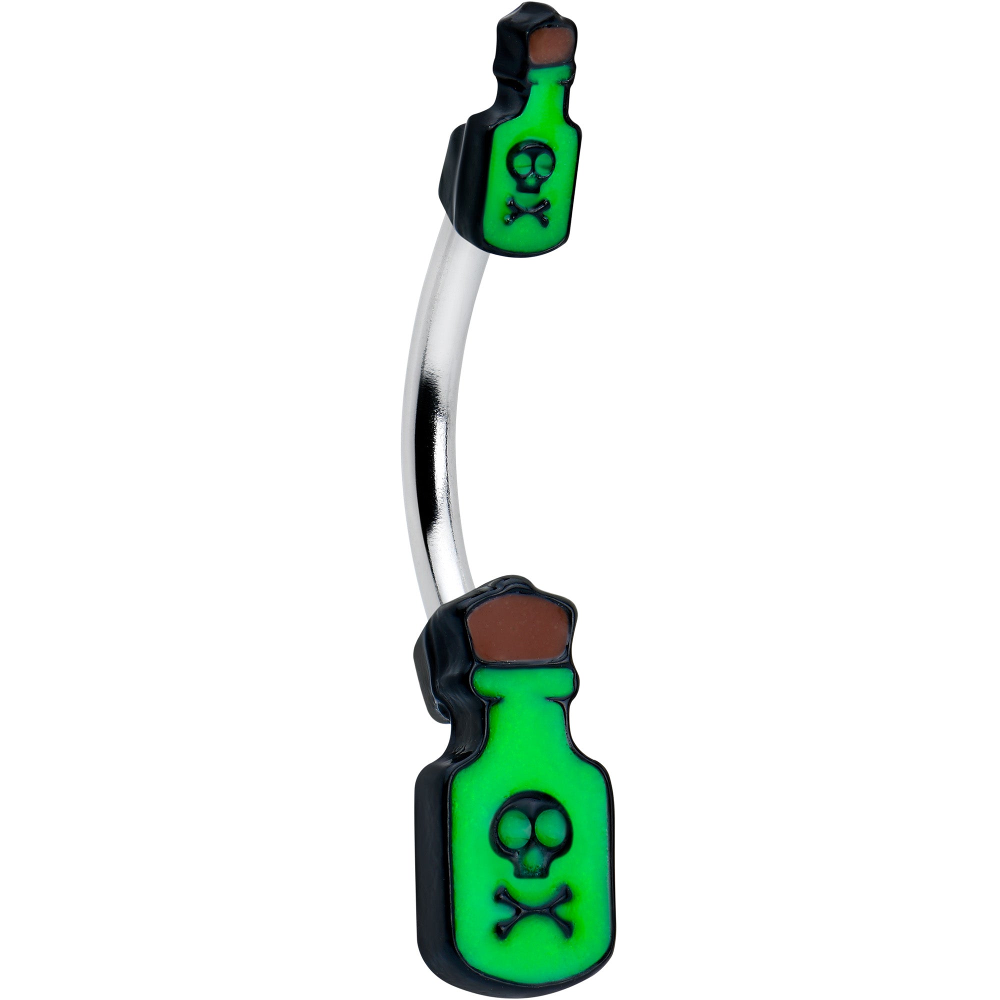 Halloween Green Poison Bottle Glow in the Dark Double Mount Belly Ring