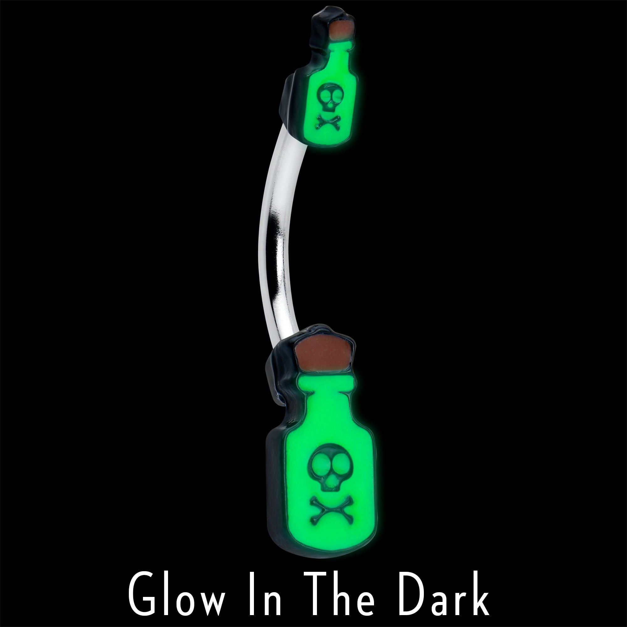 Halloween Green Poison Bottle Glow in the Dark Double Mount Belly Ring