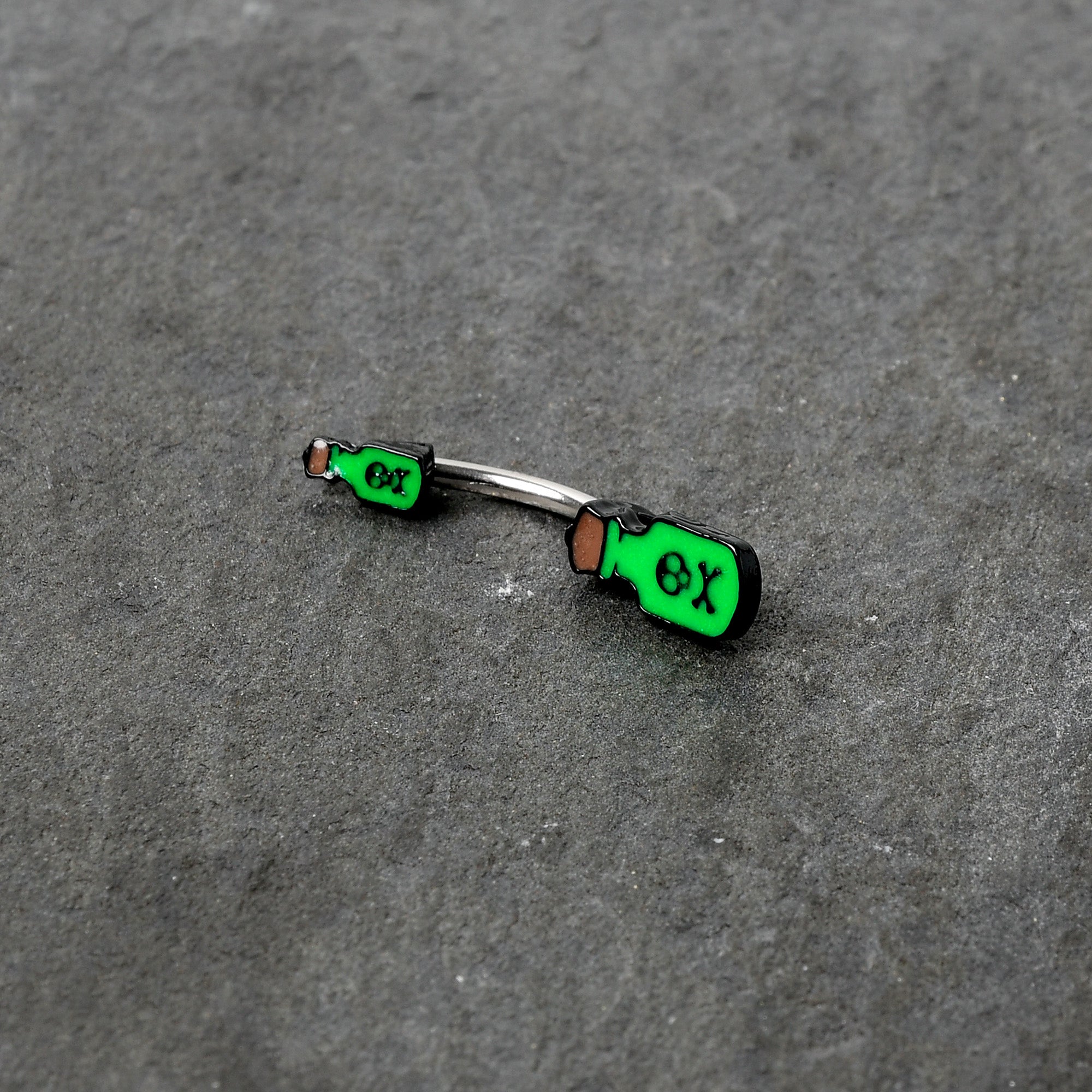 Halloween Green Poison Bottle Glow in the Dark Double Mount Belly Ring