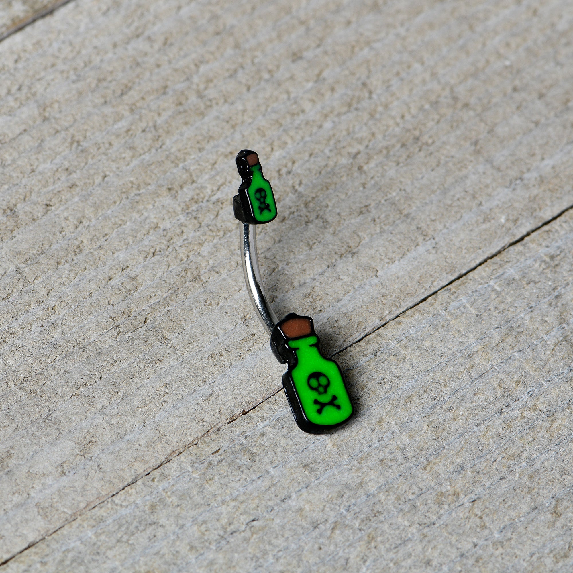 Halloween Green Poison Bottle Glow in the Dark Double Mount Belly Ring