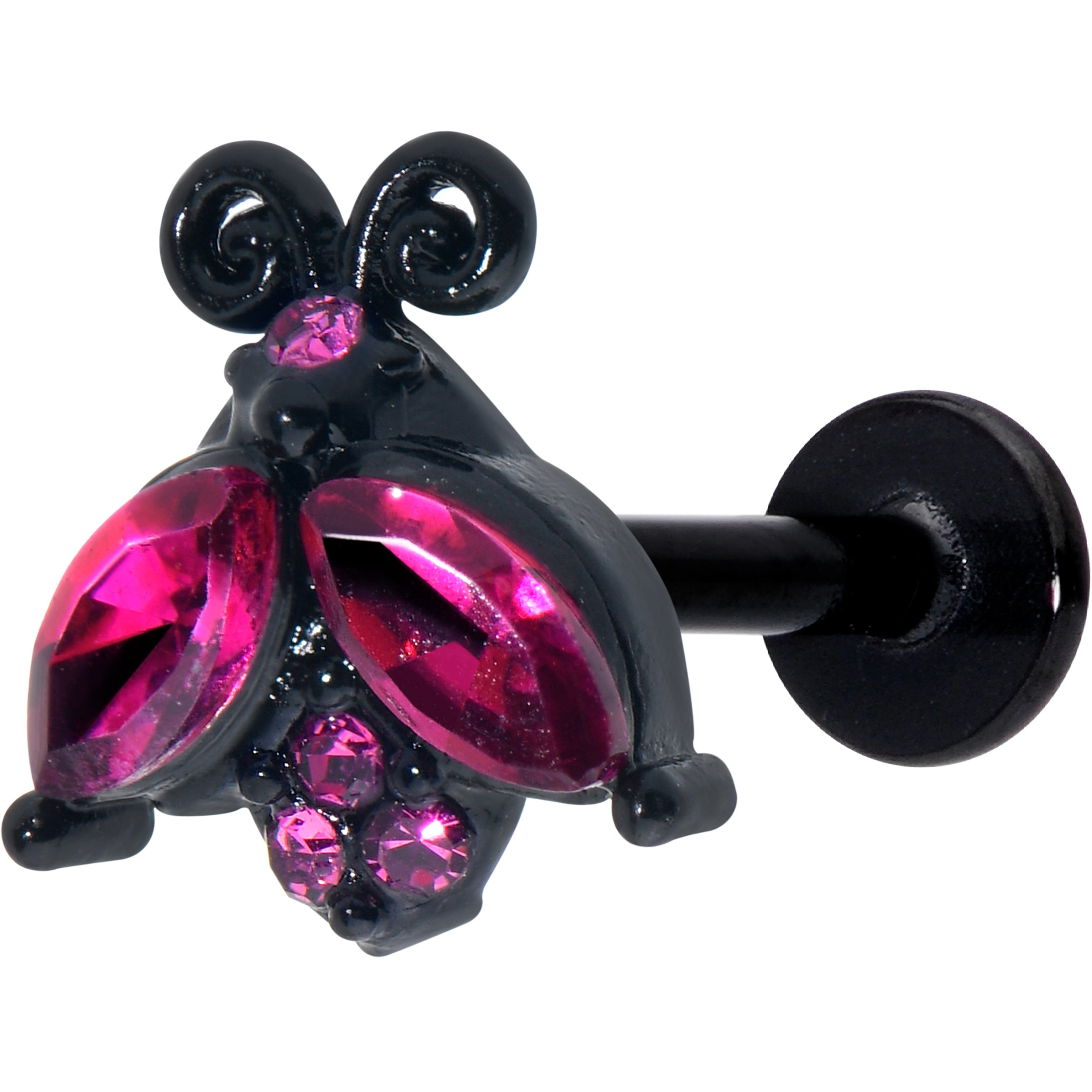 16 Gauge 5/16 Pink Gem Black Night Butterfly Labret Monroe Tragus