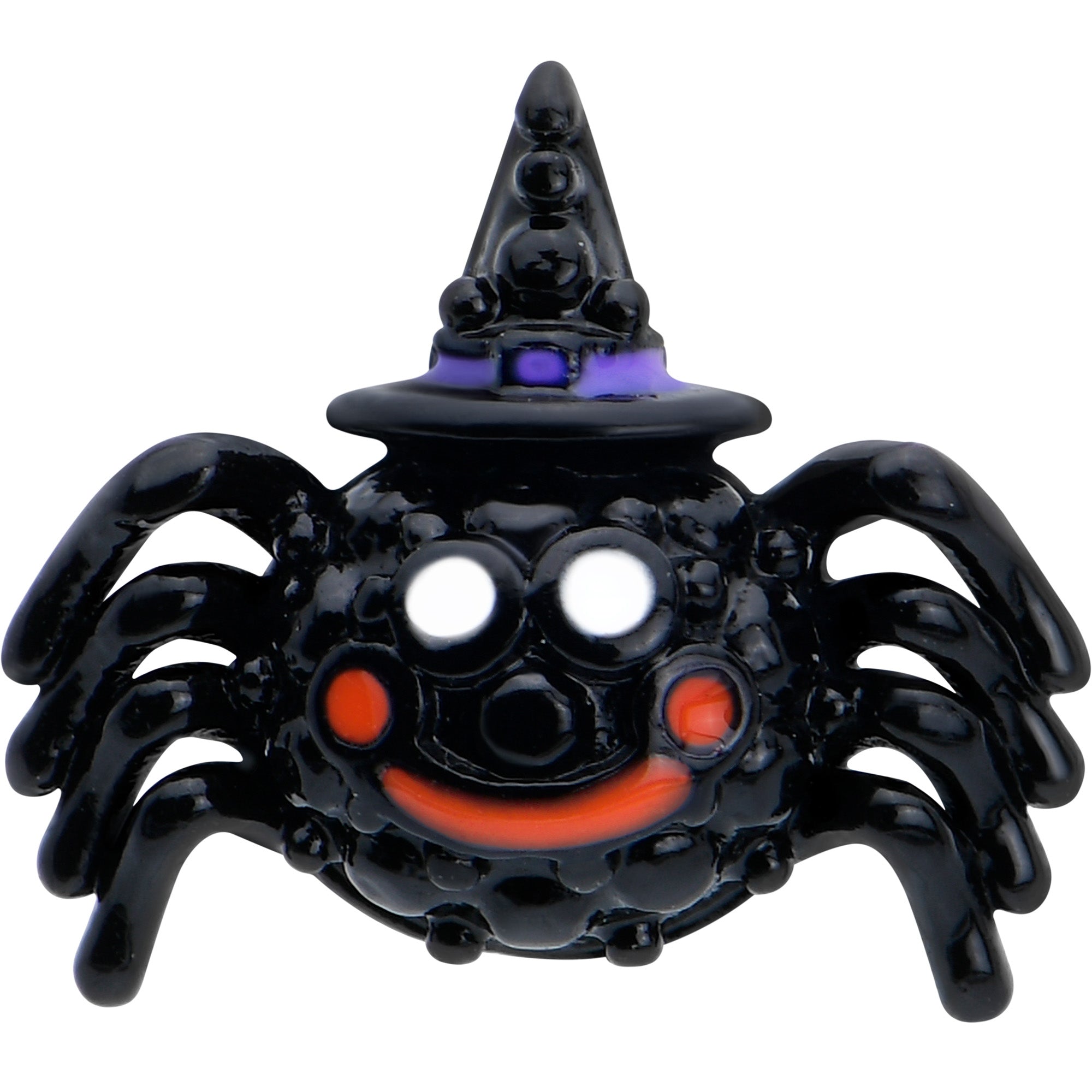 16 Gauge 5/16 Black Halloween Witch Smiling Spider Labret Monroe Tragus