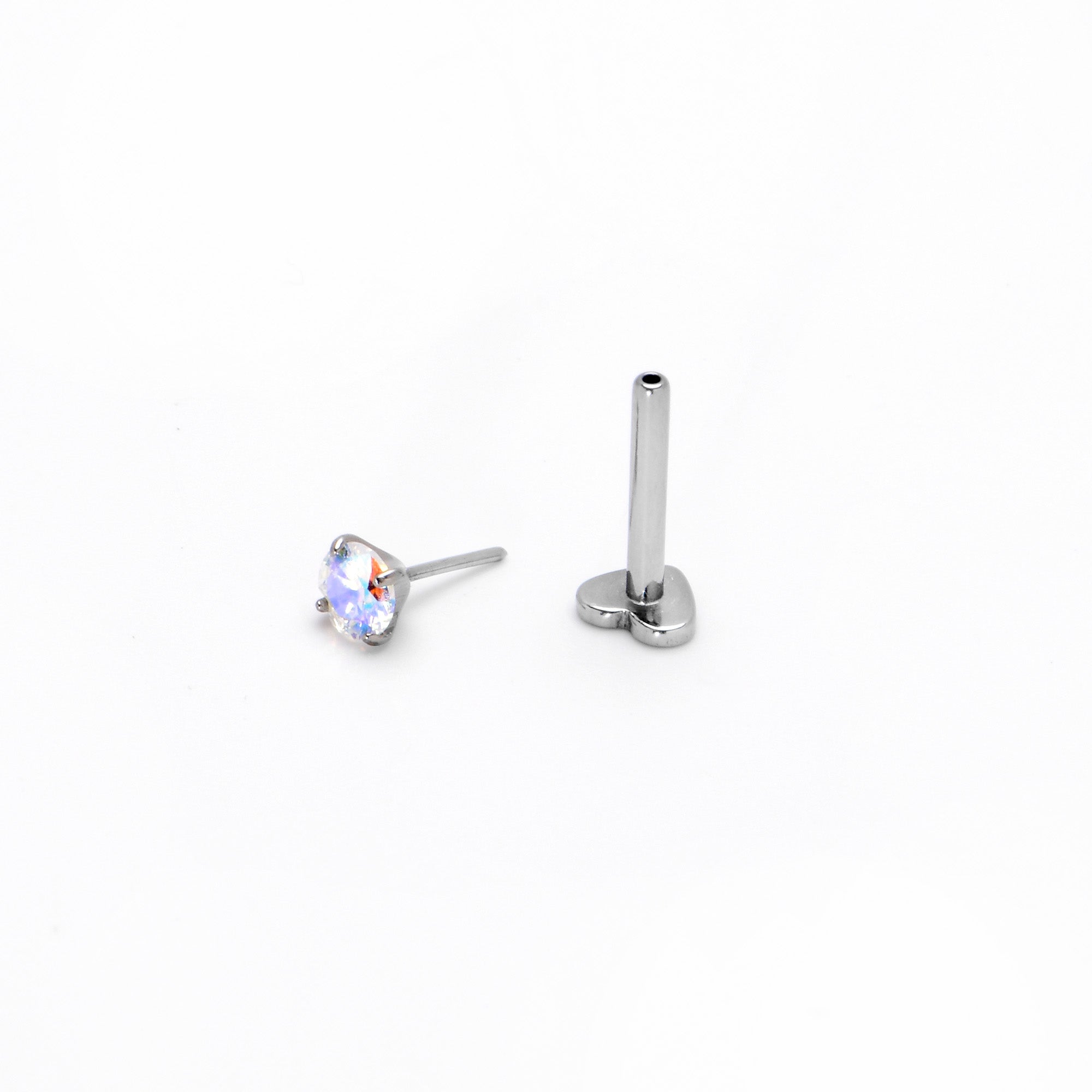 16 Gauge 5/16 Aurora CZ Gem ASTM F-136 Implant Grade Titanium Heart End Labret Tragus