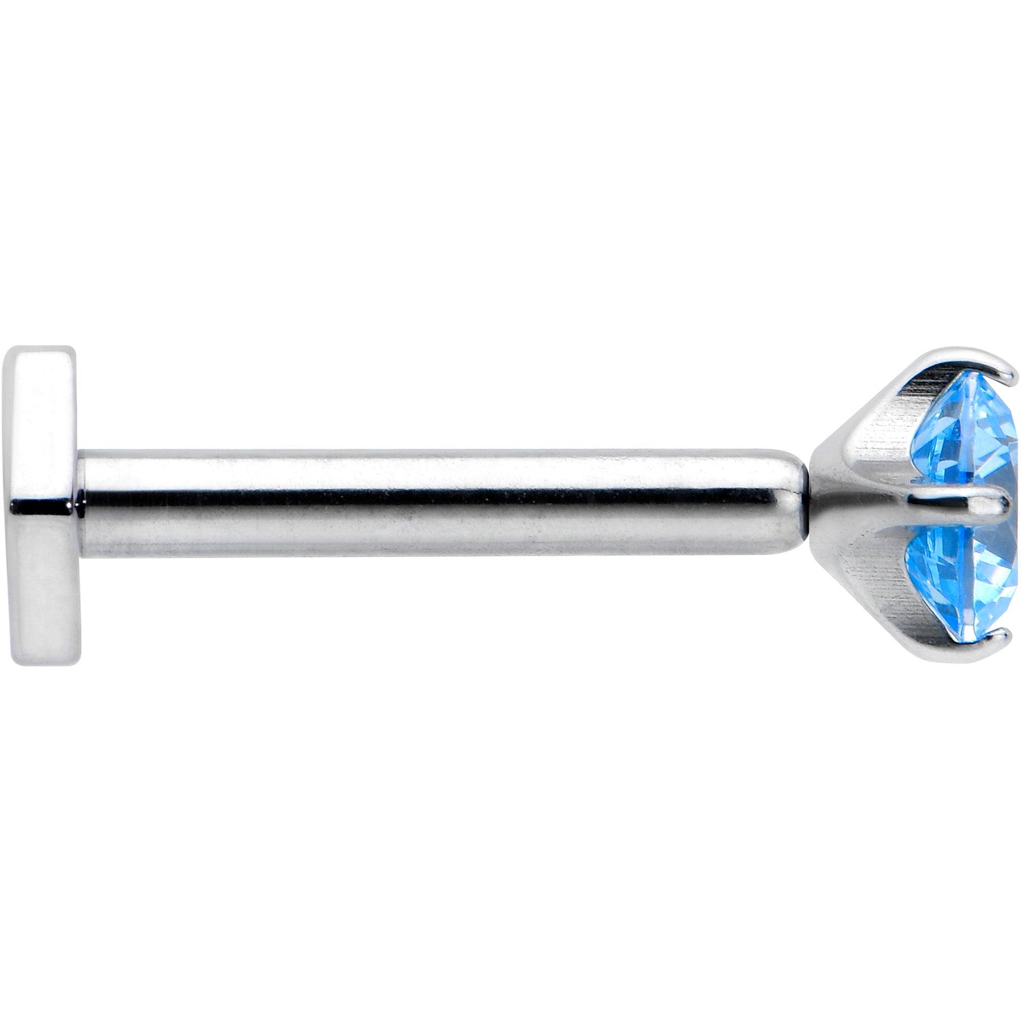 16 Gauge 5/16 Blue CZ Gem ASTM F-136 Implant Grade Titanium Hex End Labret Tragus