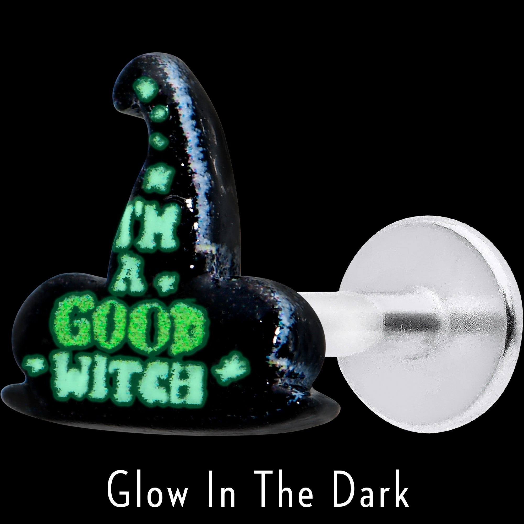 16 Gauge 5/16 Good Witch Hat Glow in the Dark Labret Monroe Tragus