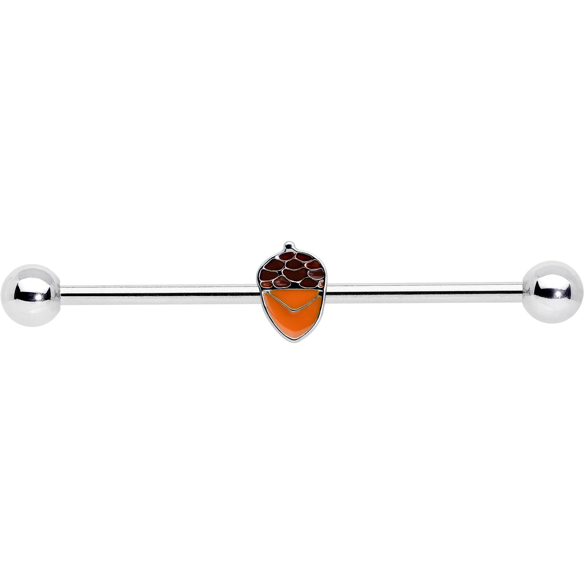 14 Gauge Autumn Acorn Brown Orange Industrial Barbell 38mm