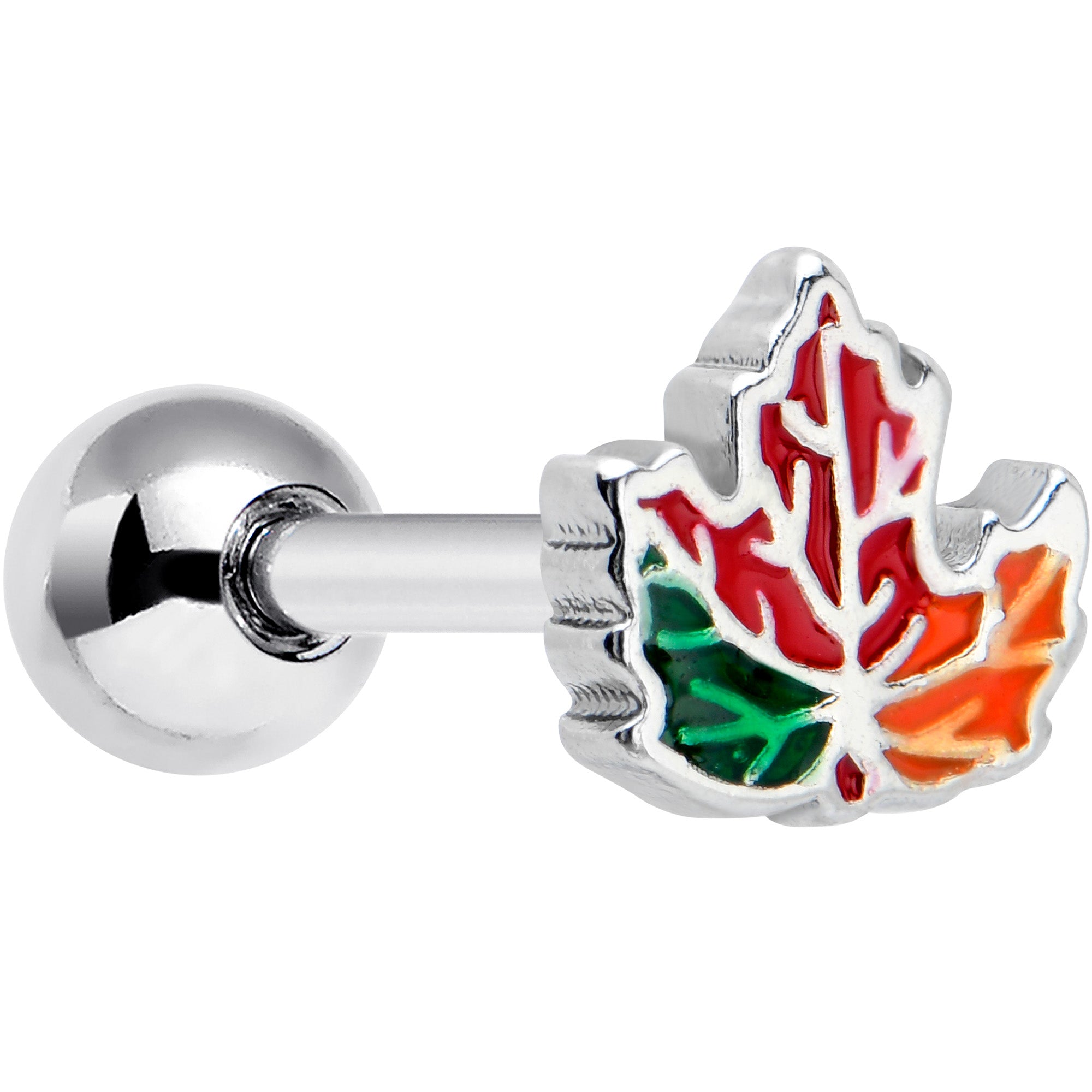 16 Gauge 5/16 Autumn Tricolor Maple Leaf Cartilage Tragus Earring