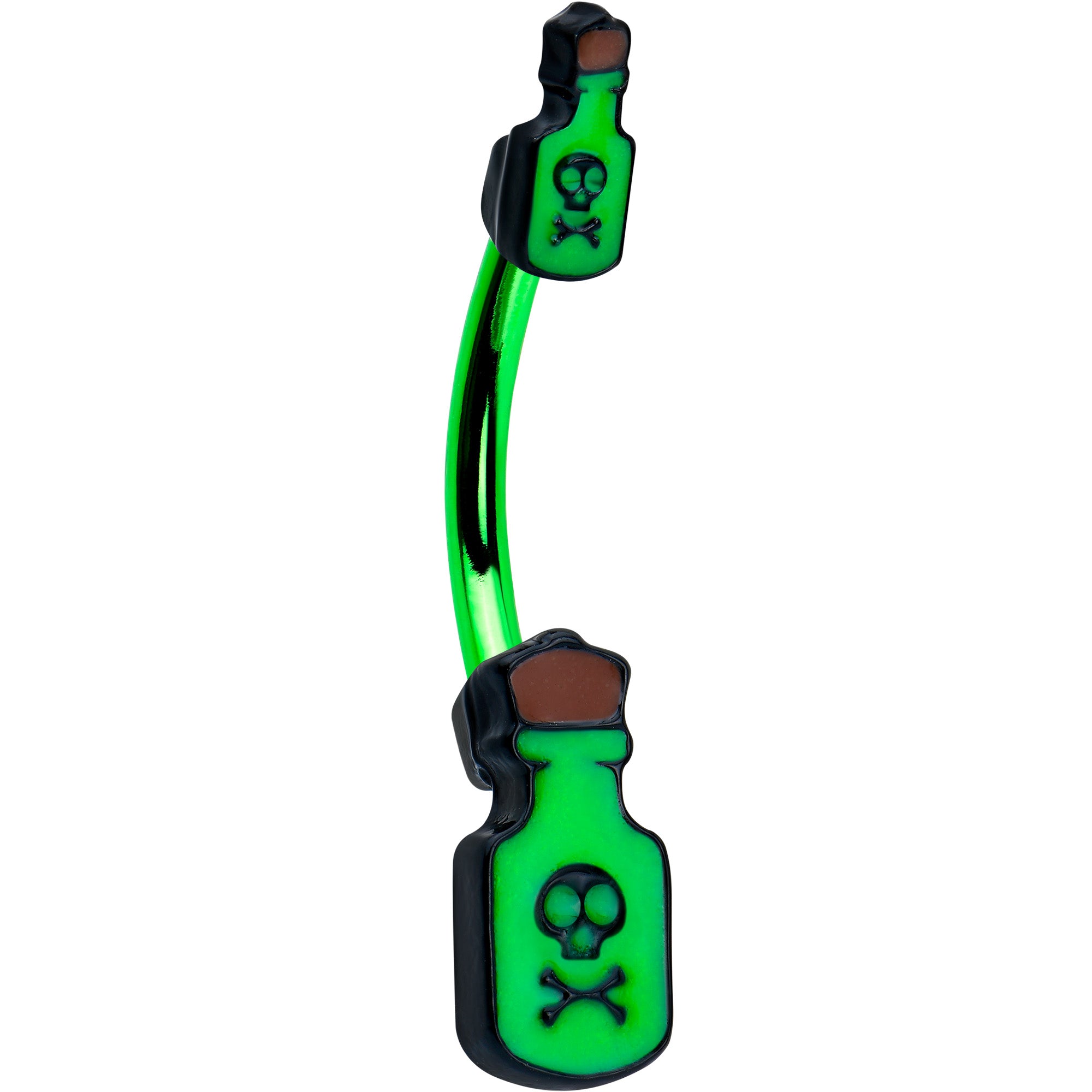 Green Poison Bottle Glow in the Dark Halloween Double Mount Belly Ring