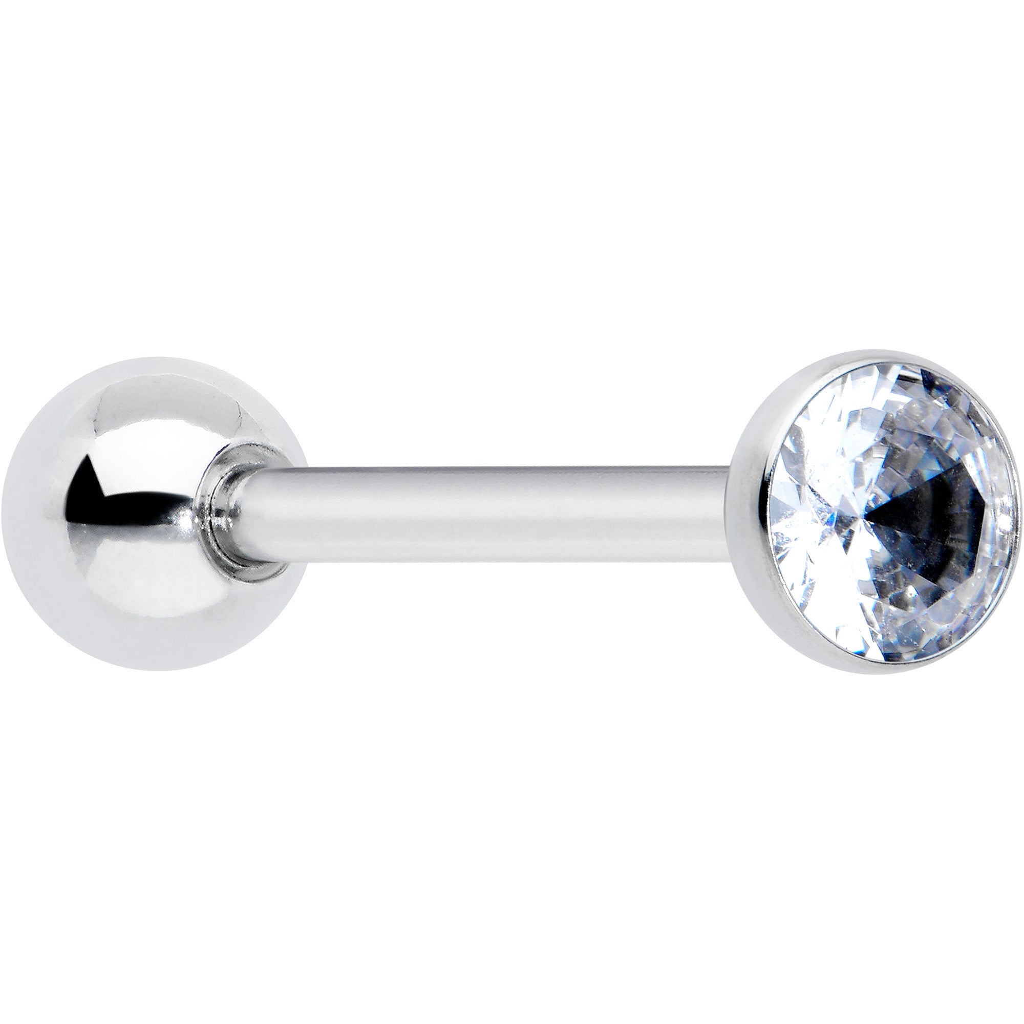 Clear CZ Gem ASTM F-136 Implant Grade Titanium Threadless Barbell Tongue Ring