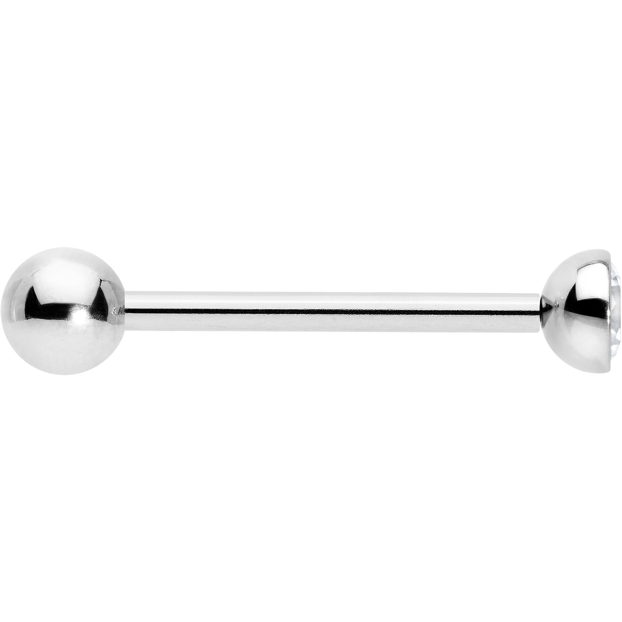 Clear CZ Gem ASTM F-136 Implant Grade Titanium Threadless Barbell Tongue Ring