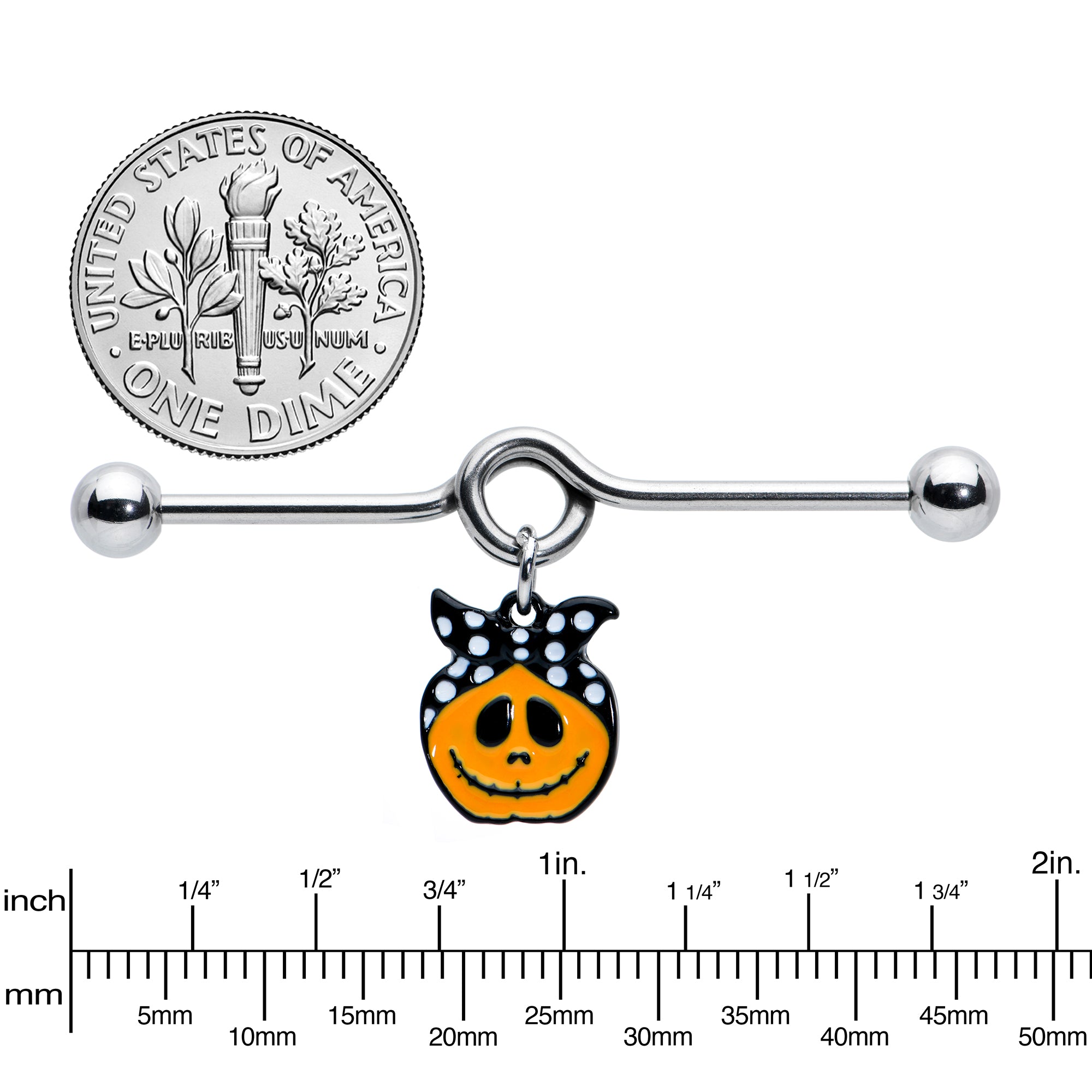 14 Gauge Halloween Kerchief Pumpkin Dangle Project Bar 38mm