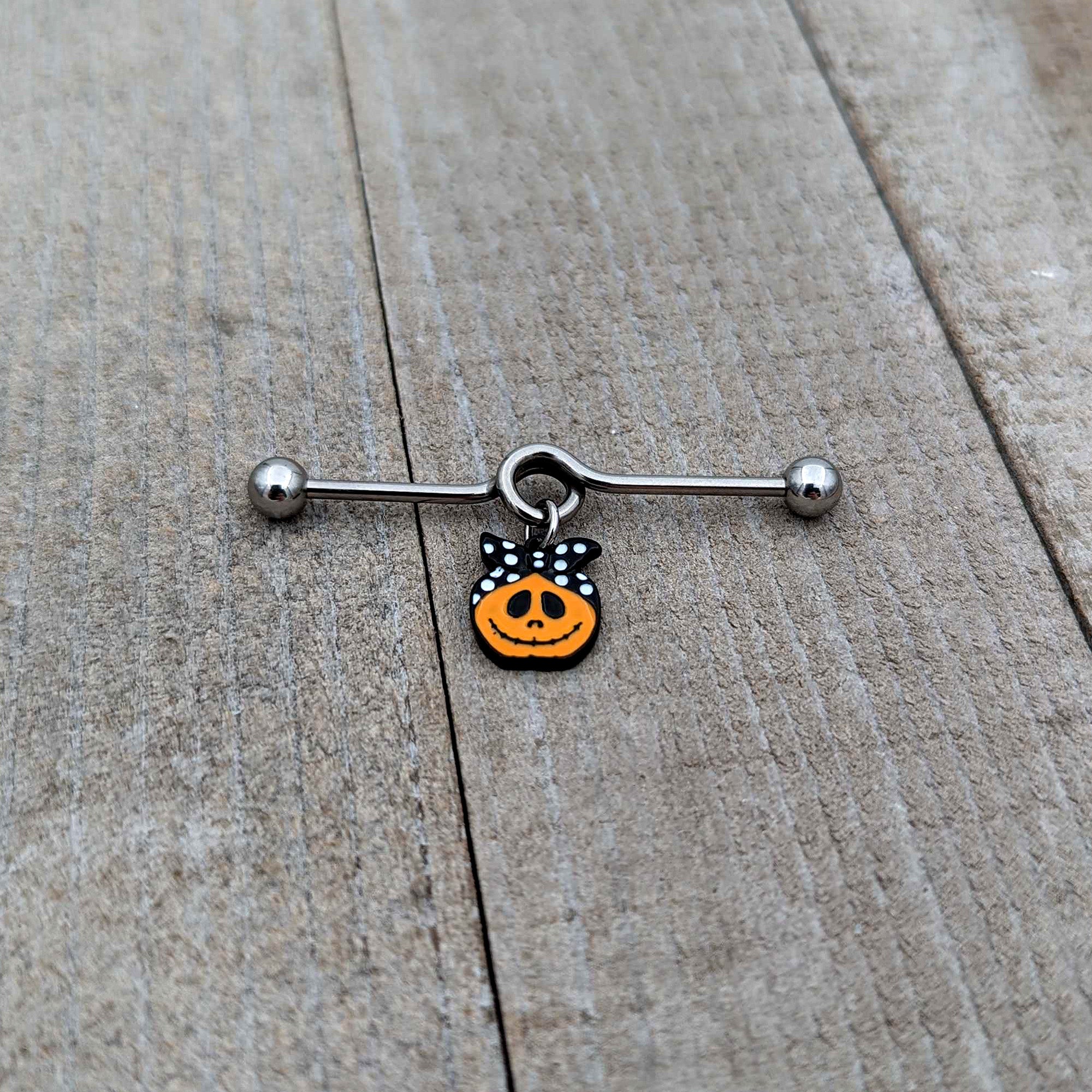 14 Gauge Halloween Kerchief Pumpkin Dangle Project Bar 38mm