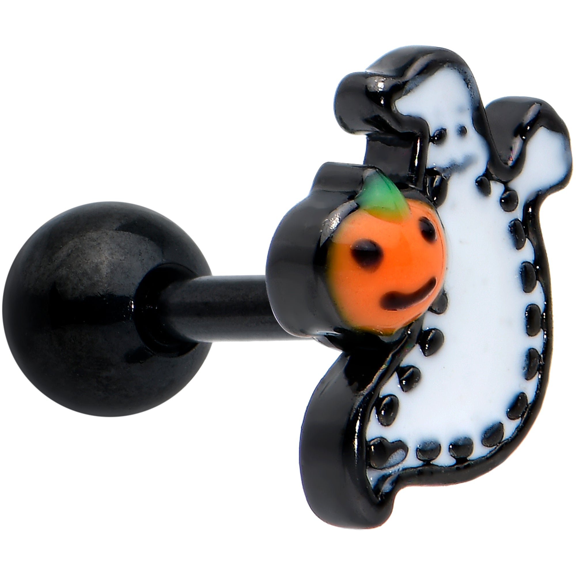 16 Gauge 1/4 Black Halloween Pumpkin Ghost Cartilage Tragus Earring