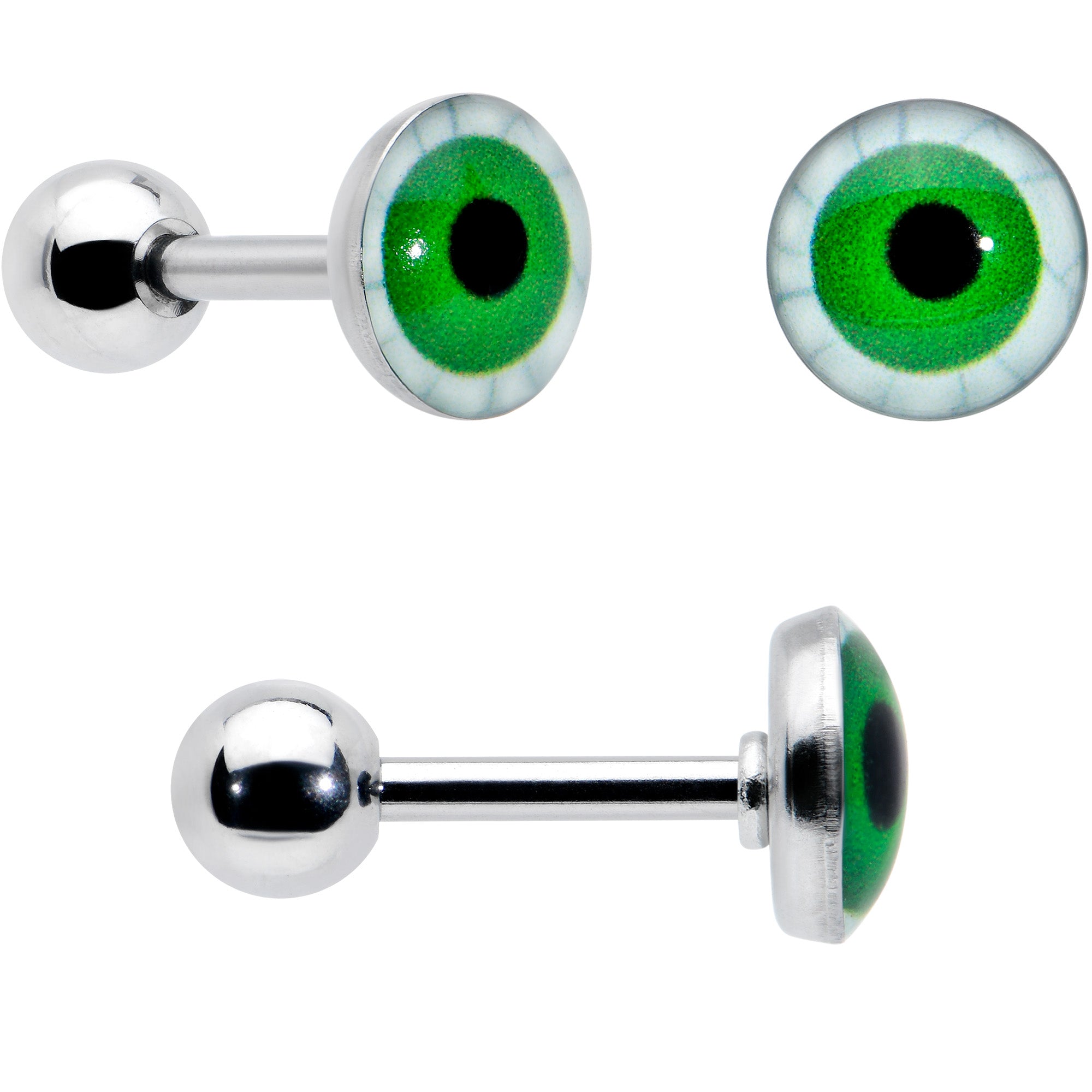 16 Gauge 1/4 Halloween Boo Eyes Cartilage Tragus Earring Curation Set of 3