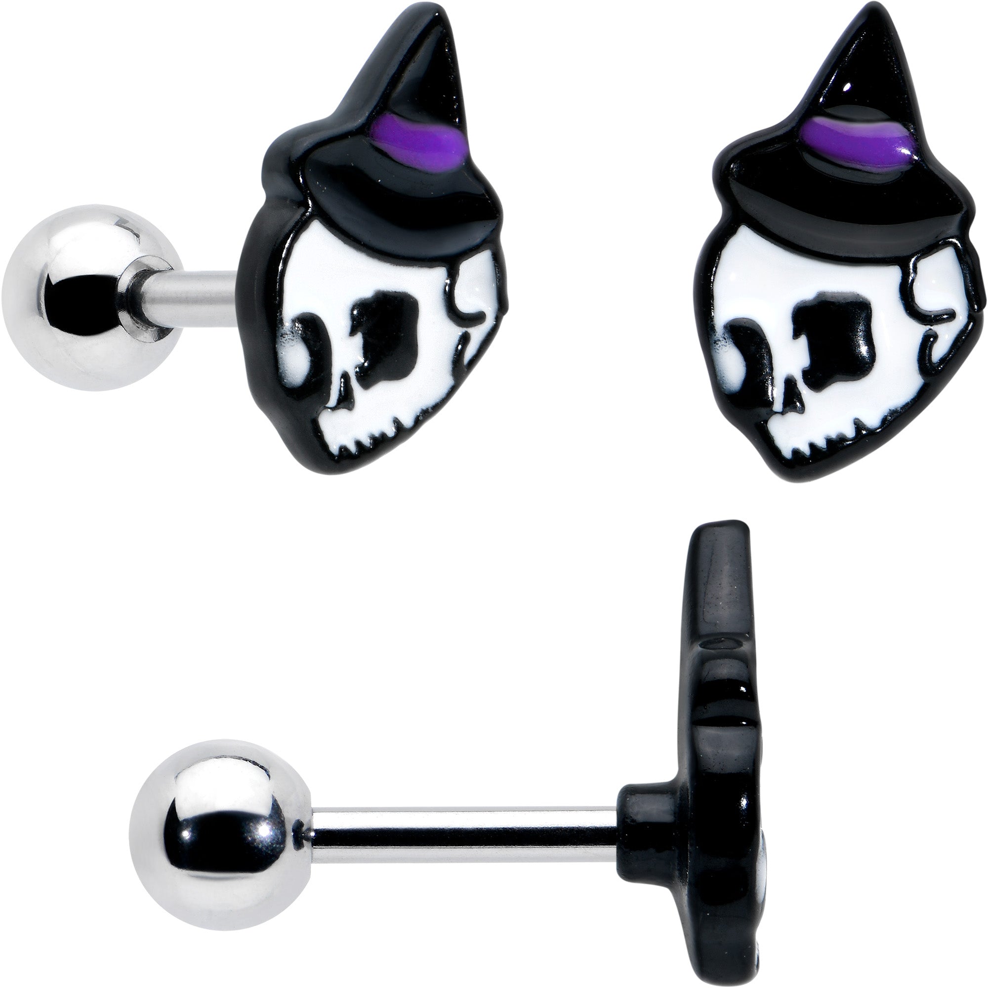 16 Gauge 1/4 Glow in Dark Skull Ghost Halloween Cartilage Set of 3