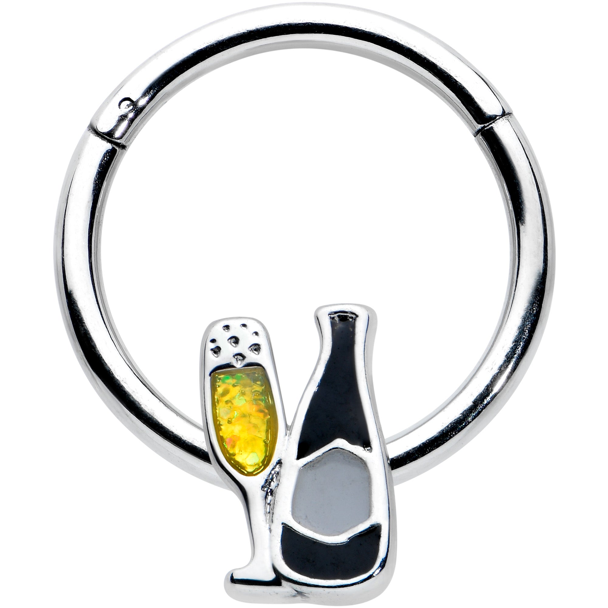 16 Gauge 3/8 Champagne Bottle Flute Yellow Hinged Segment Ring