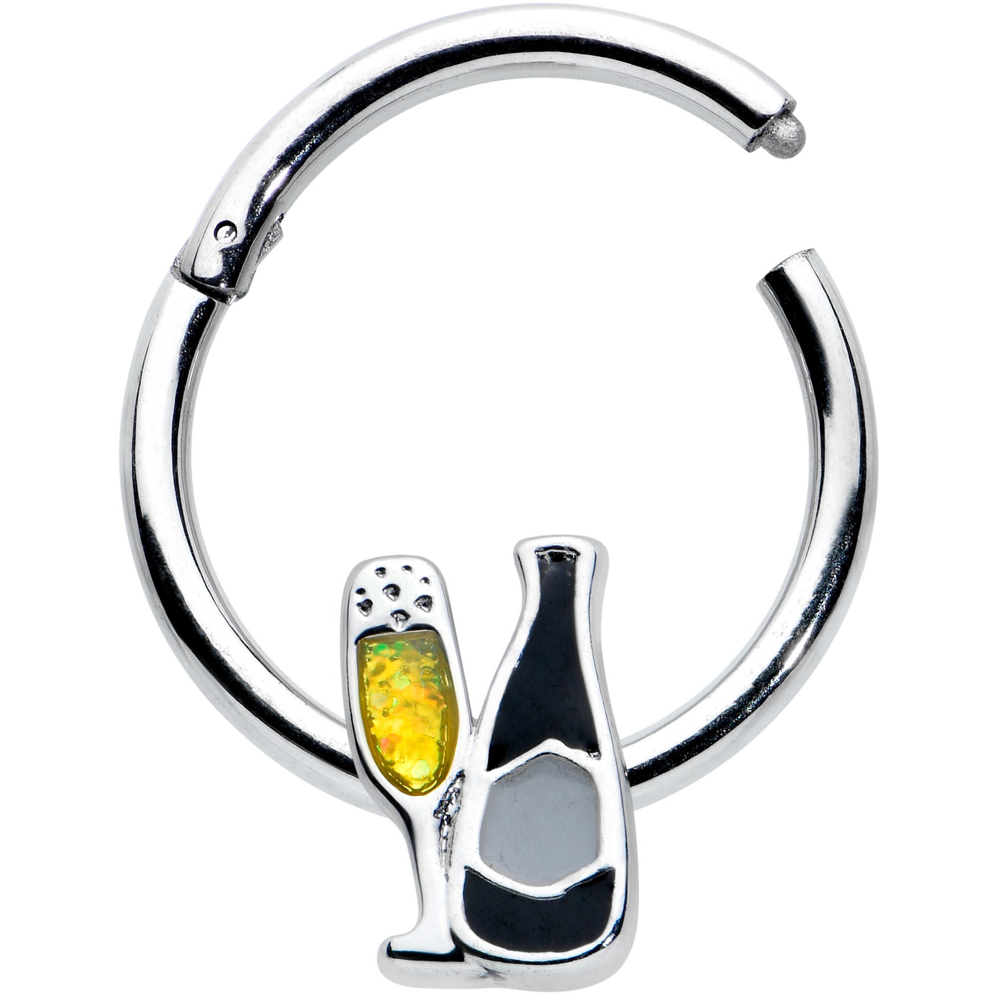 16 Gauge 3/8 Champagne Bottle Flute Yellow Hinged Segment Ring