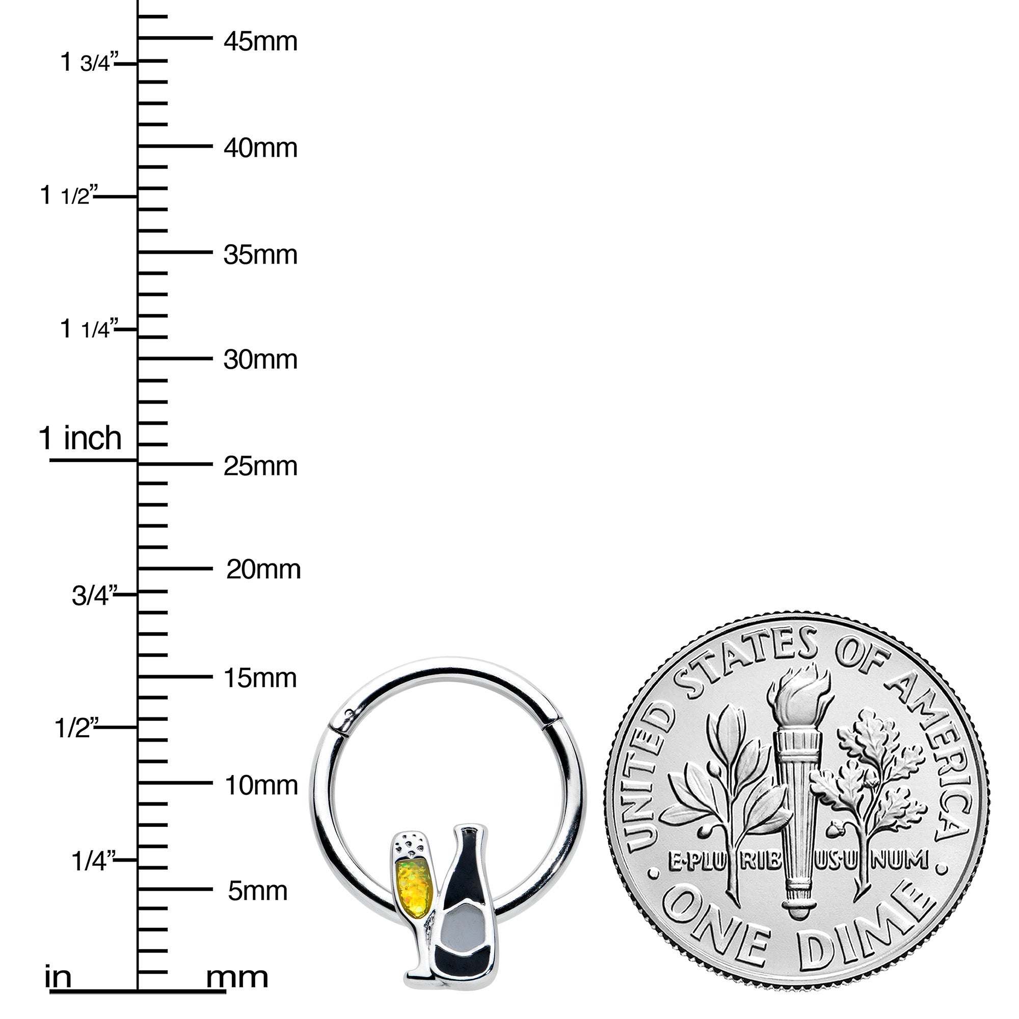 16 Gauge 3/8 Champagne Bottle Flute Yellow Hinged Segment Ring