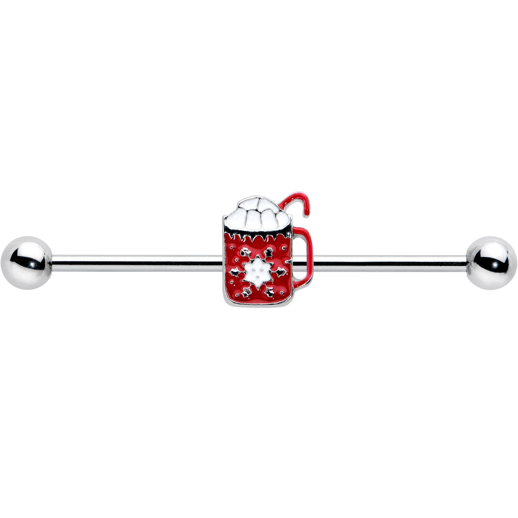 14 Gauge Sweet Hot Cocoa Marshmallow Holiday Industrial Barbell 38mm